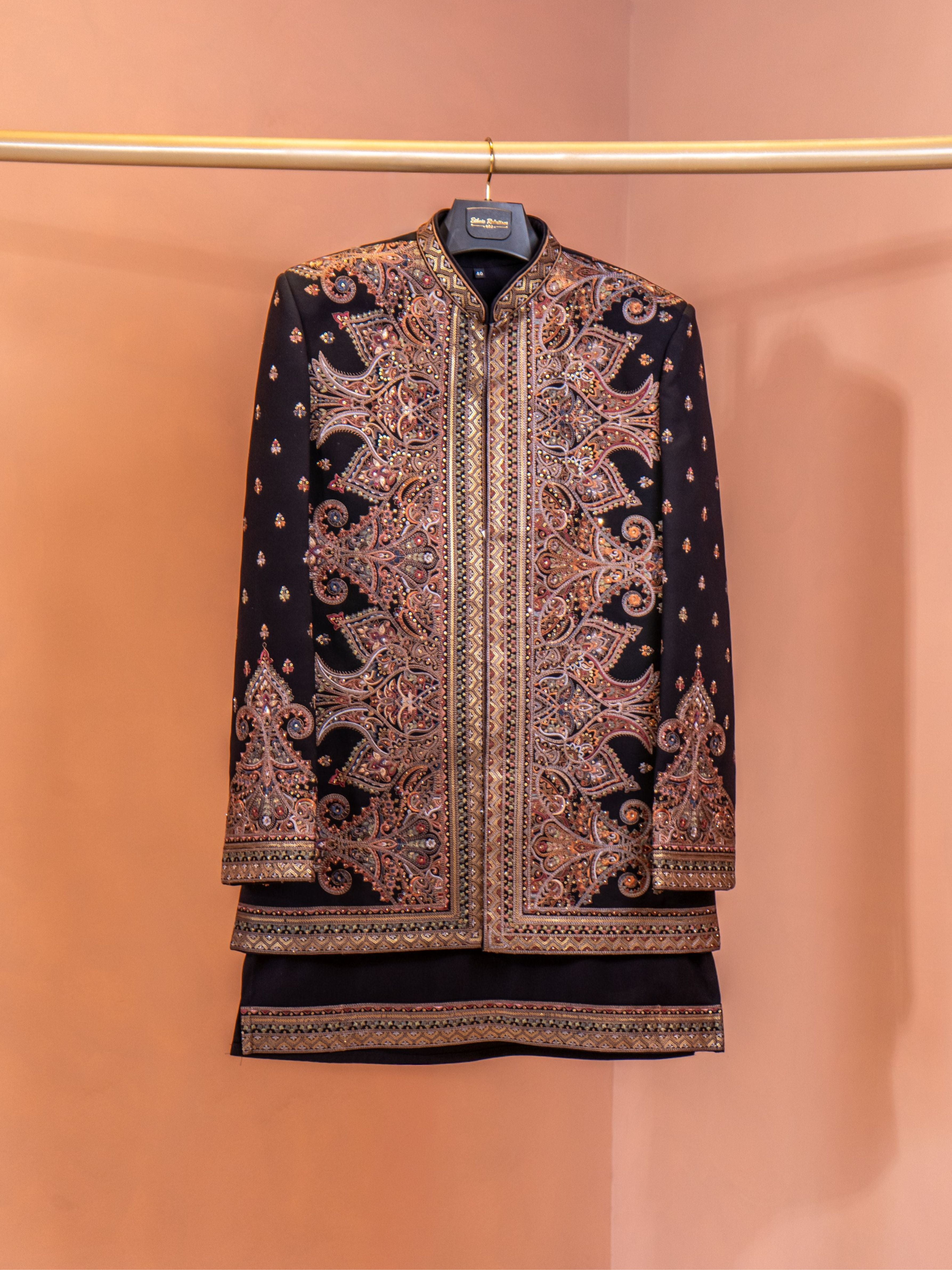 Paisley Embroided Black Indo-Western Set