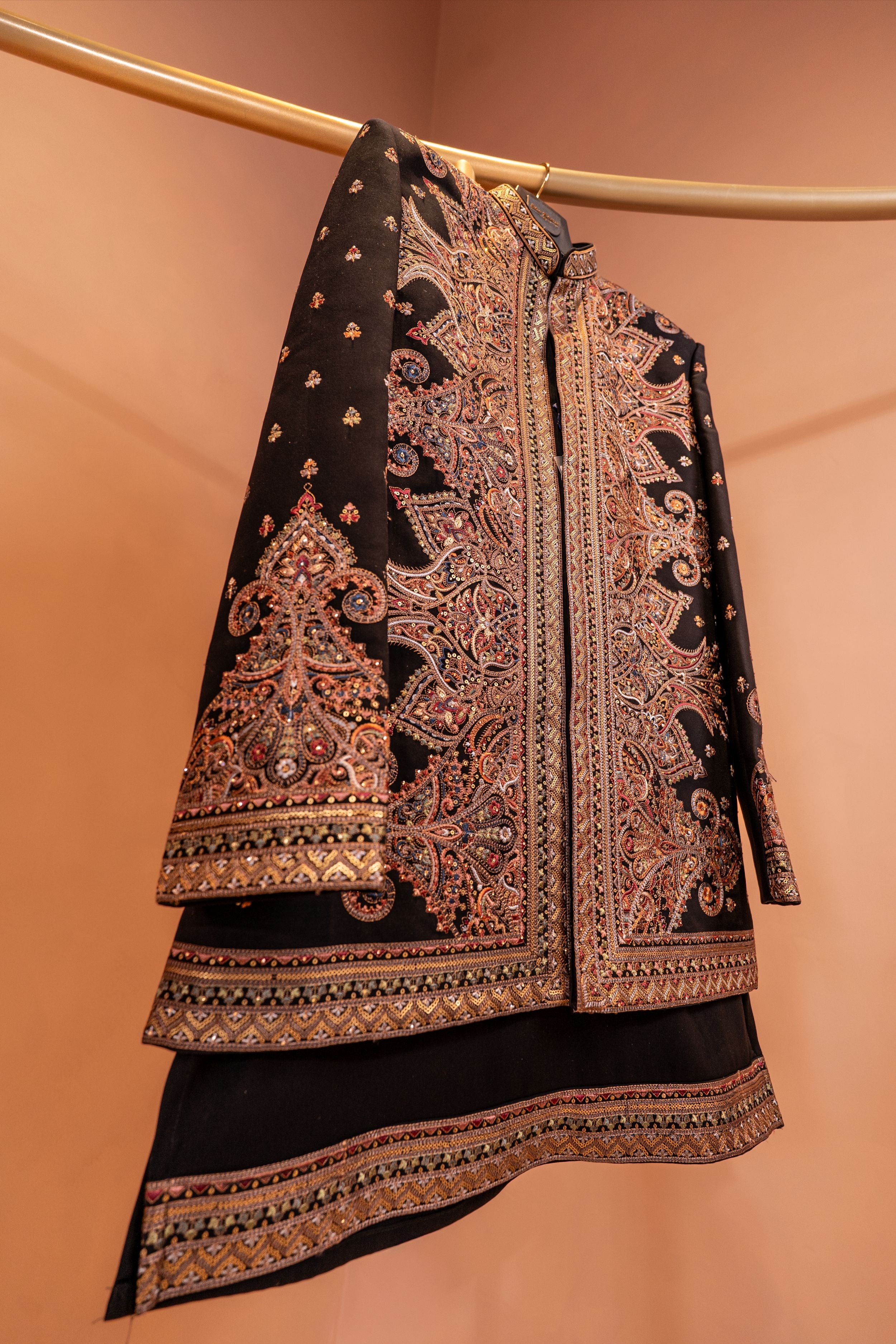 Paisley Embroided Black Indo-Western Set