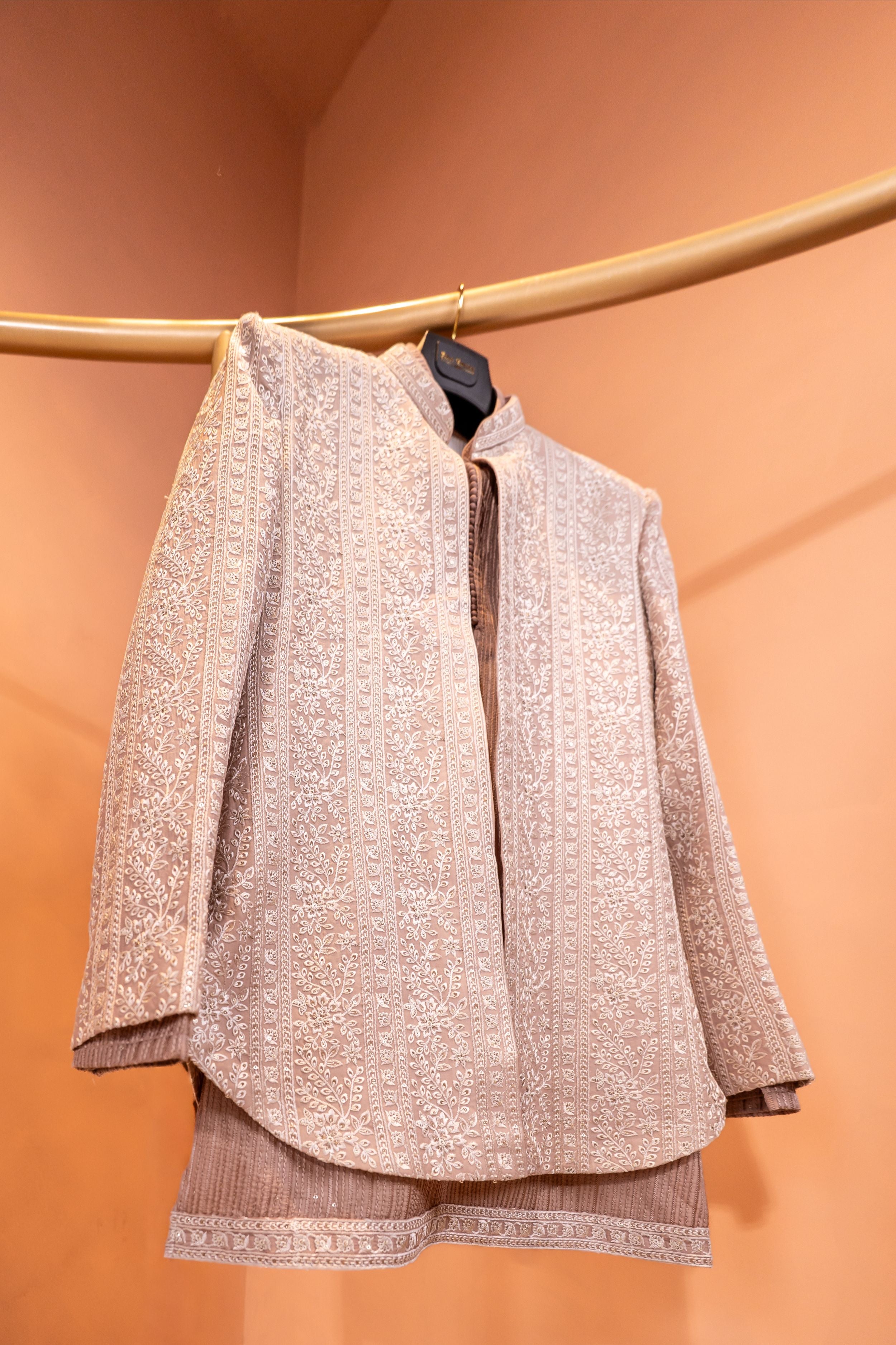 Pink Embroidered Indo-Western Set