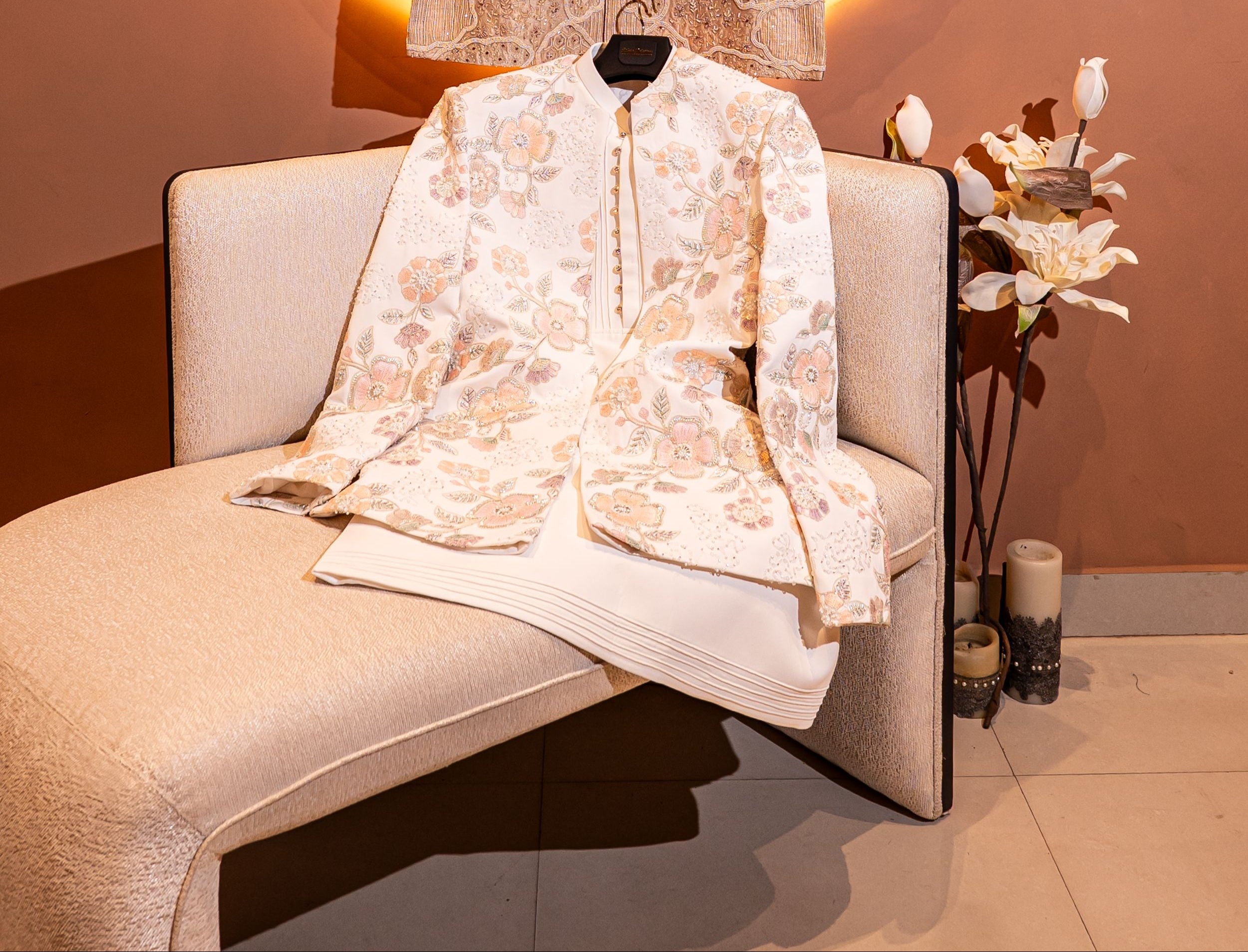 White Embroidered Indo Western