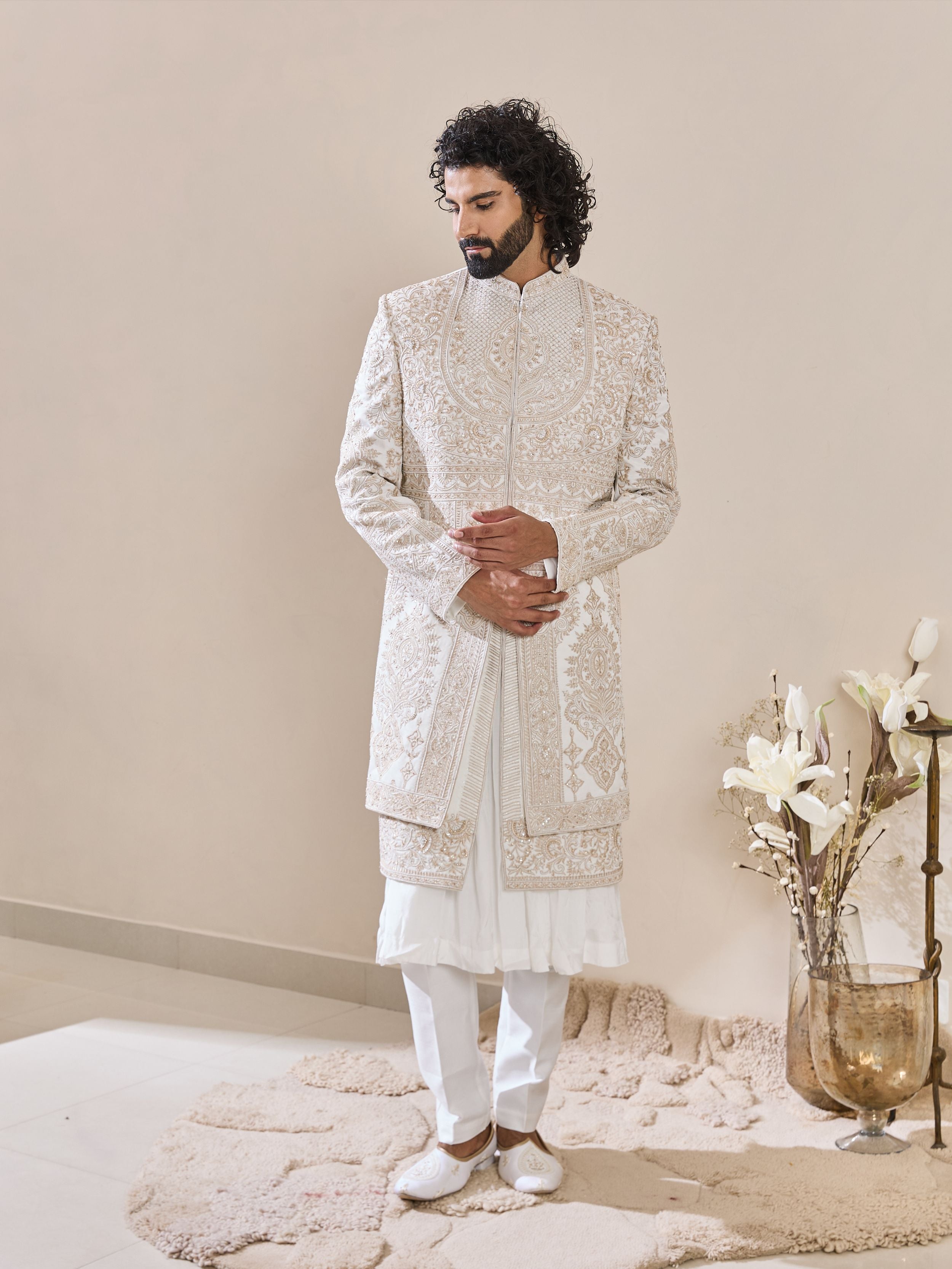 Ivory Thread Embroidery Sherwani