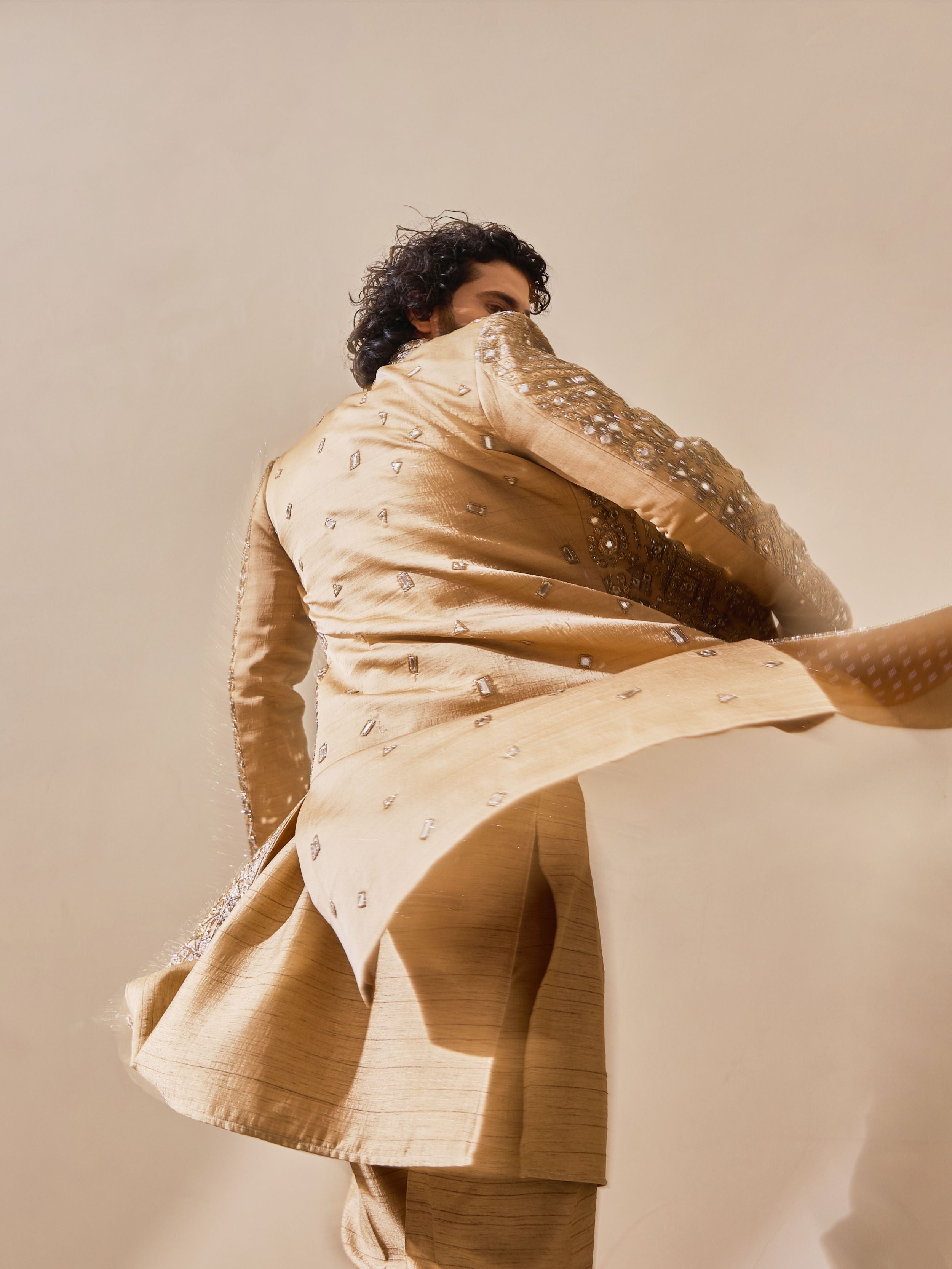 Gold Mirror Work Indo-Western