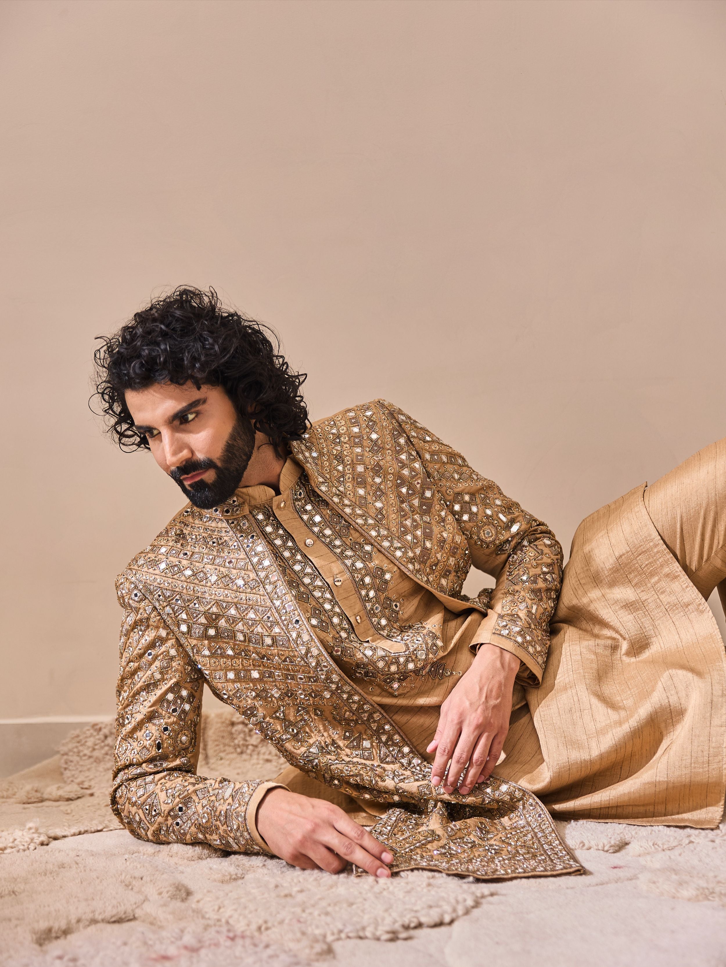 Gold Mirror Work Indo-Western