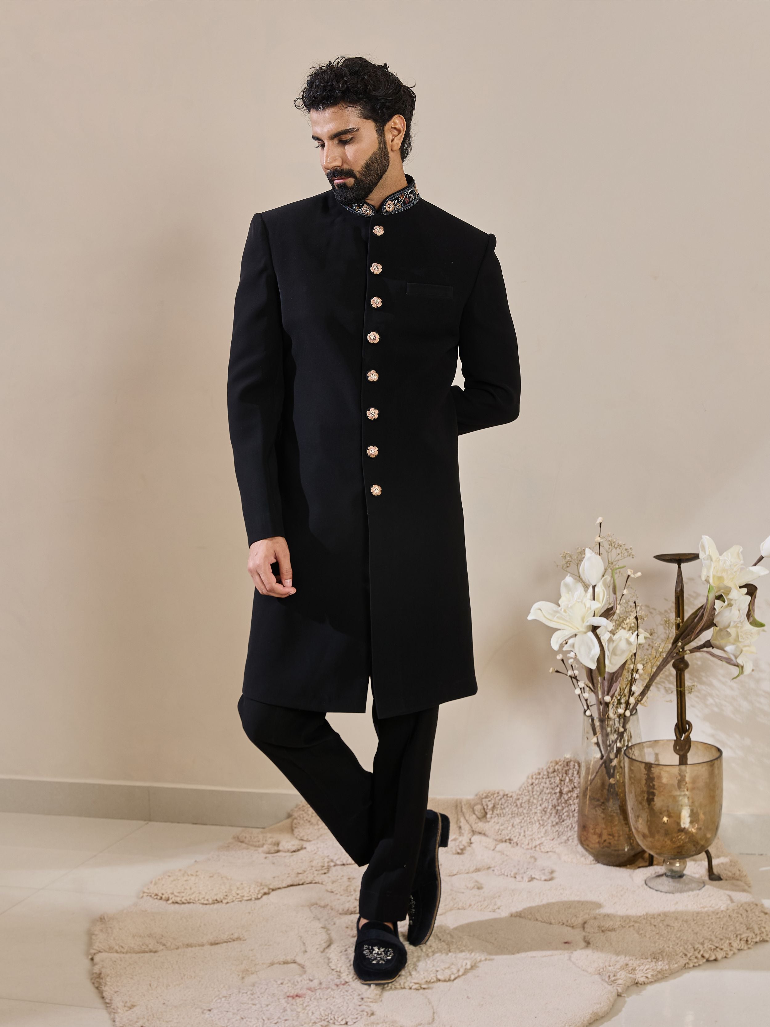 Black Indo-Western In Thread Work