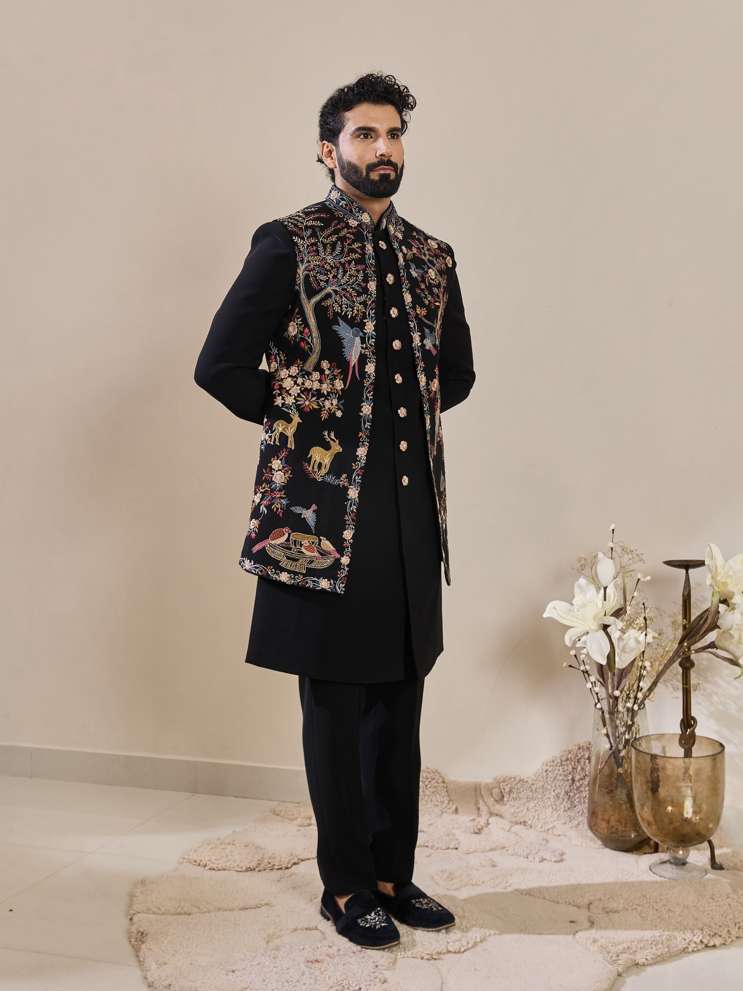 Black Indo-Western In Thread Work