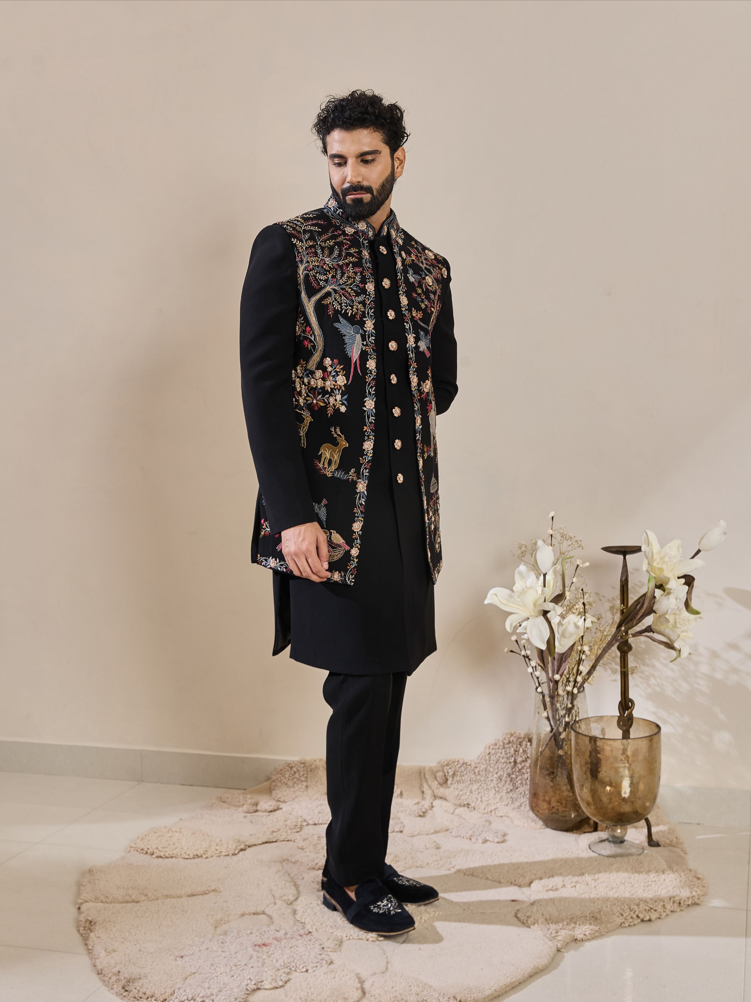 Black Indo-Western In Thread Work