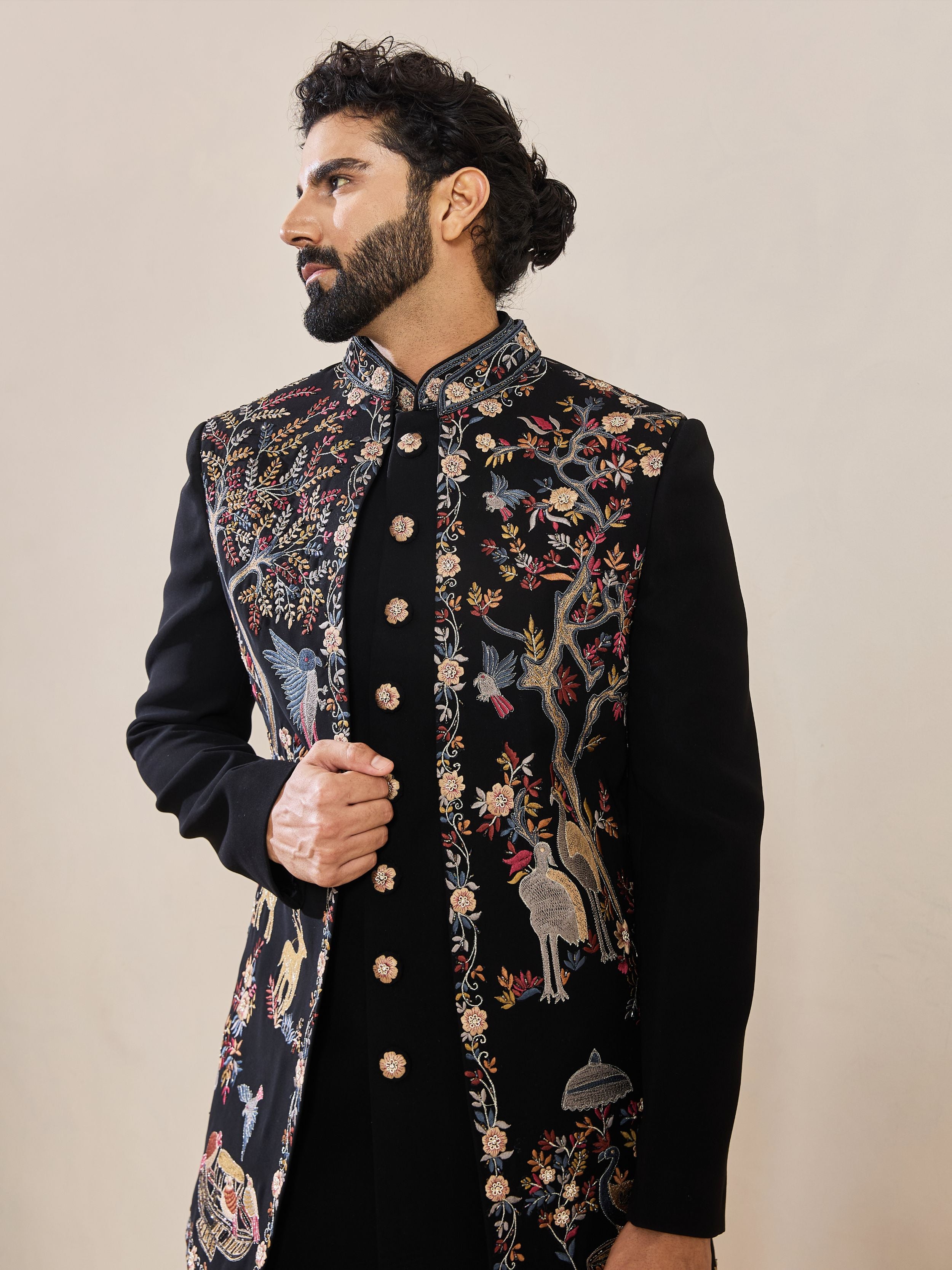 Black Indo-Western In Thread Work