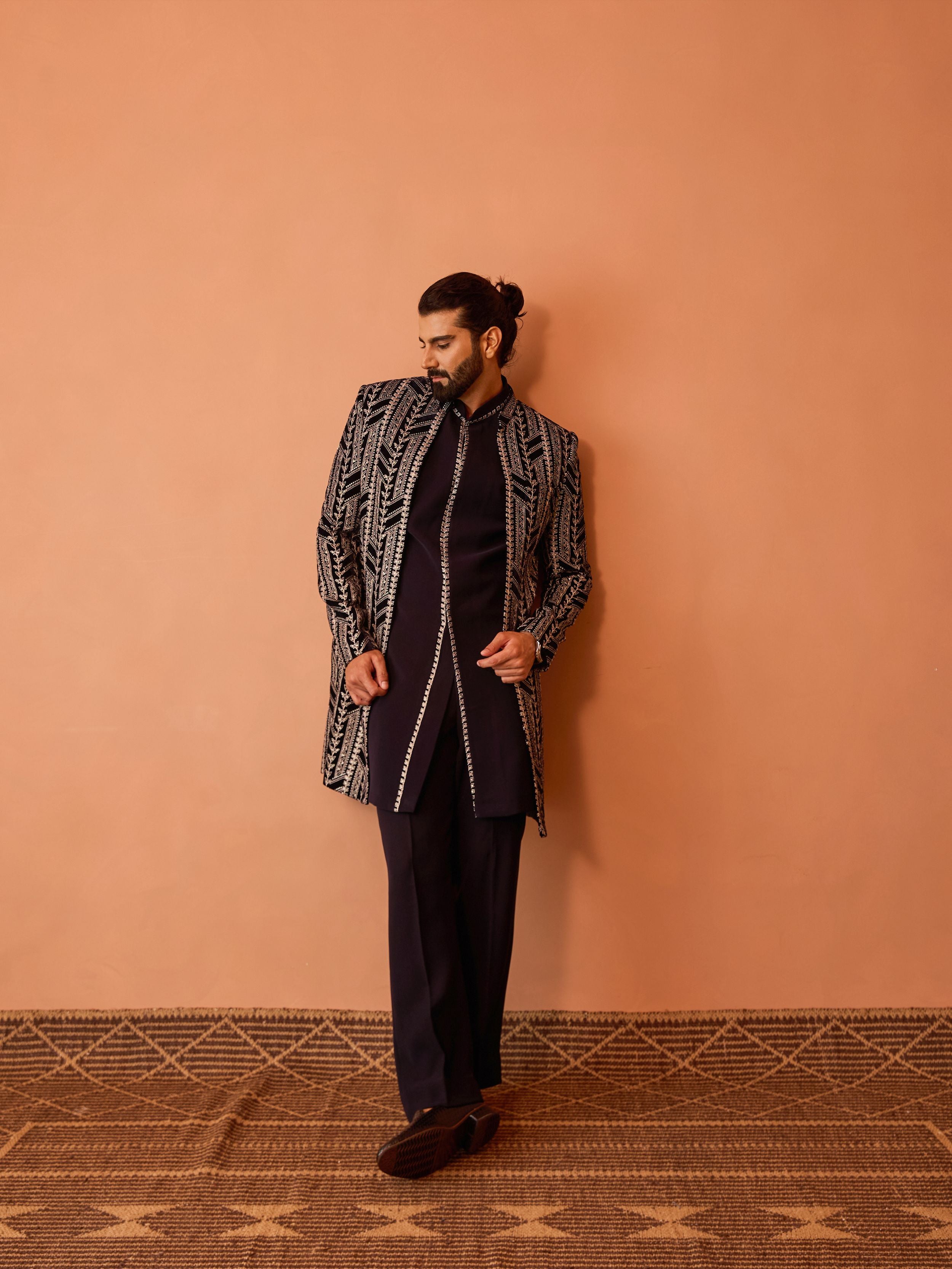 Black Indo-Western in Zardozi & Bead Work