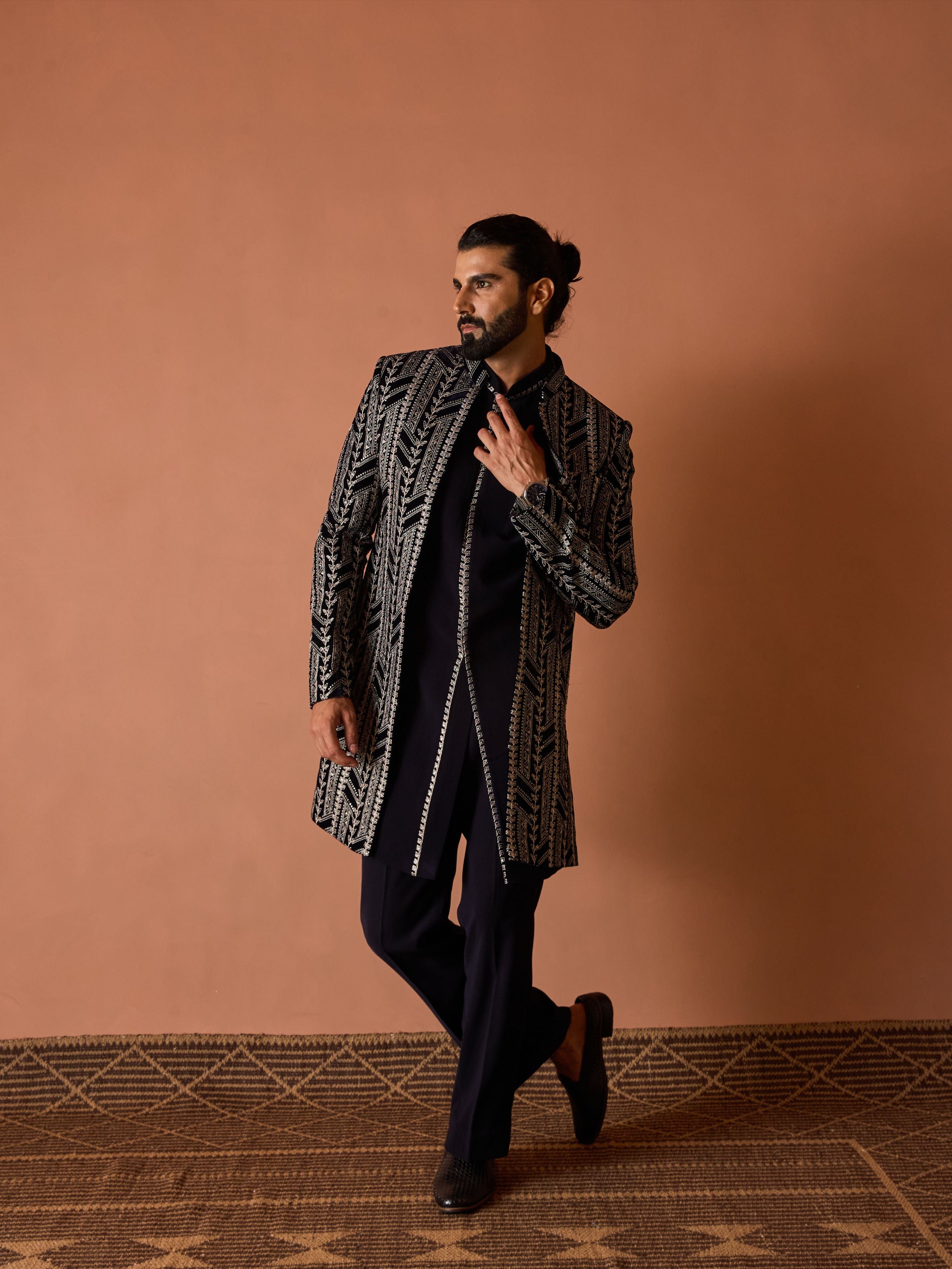 Black Indo-Western in Zardozi & Bead Work