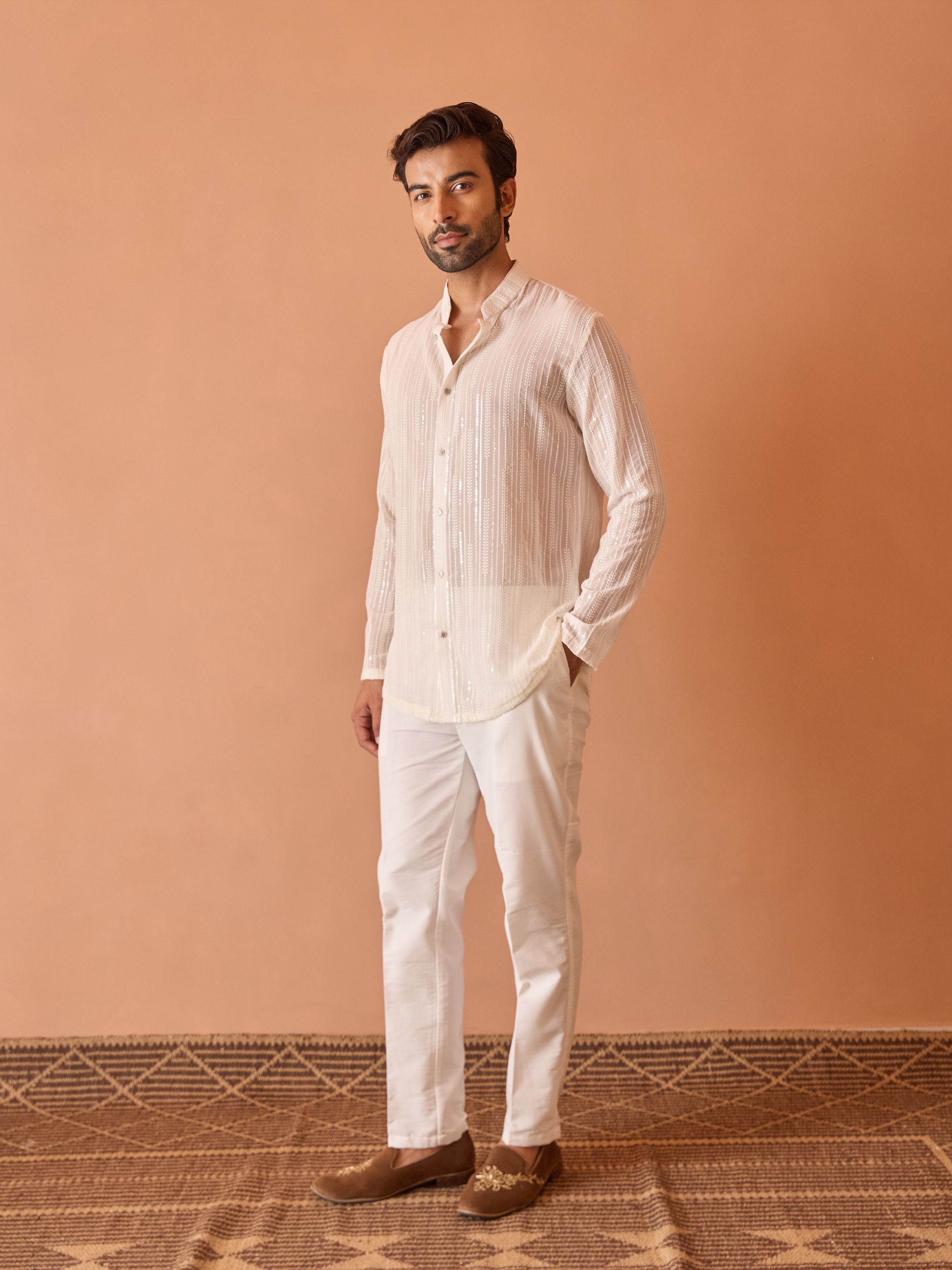 Light Grey Embroidered Indo-Western