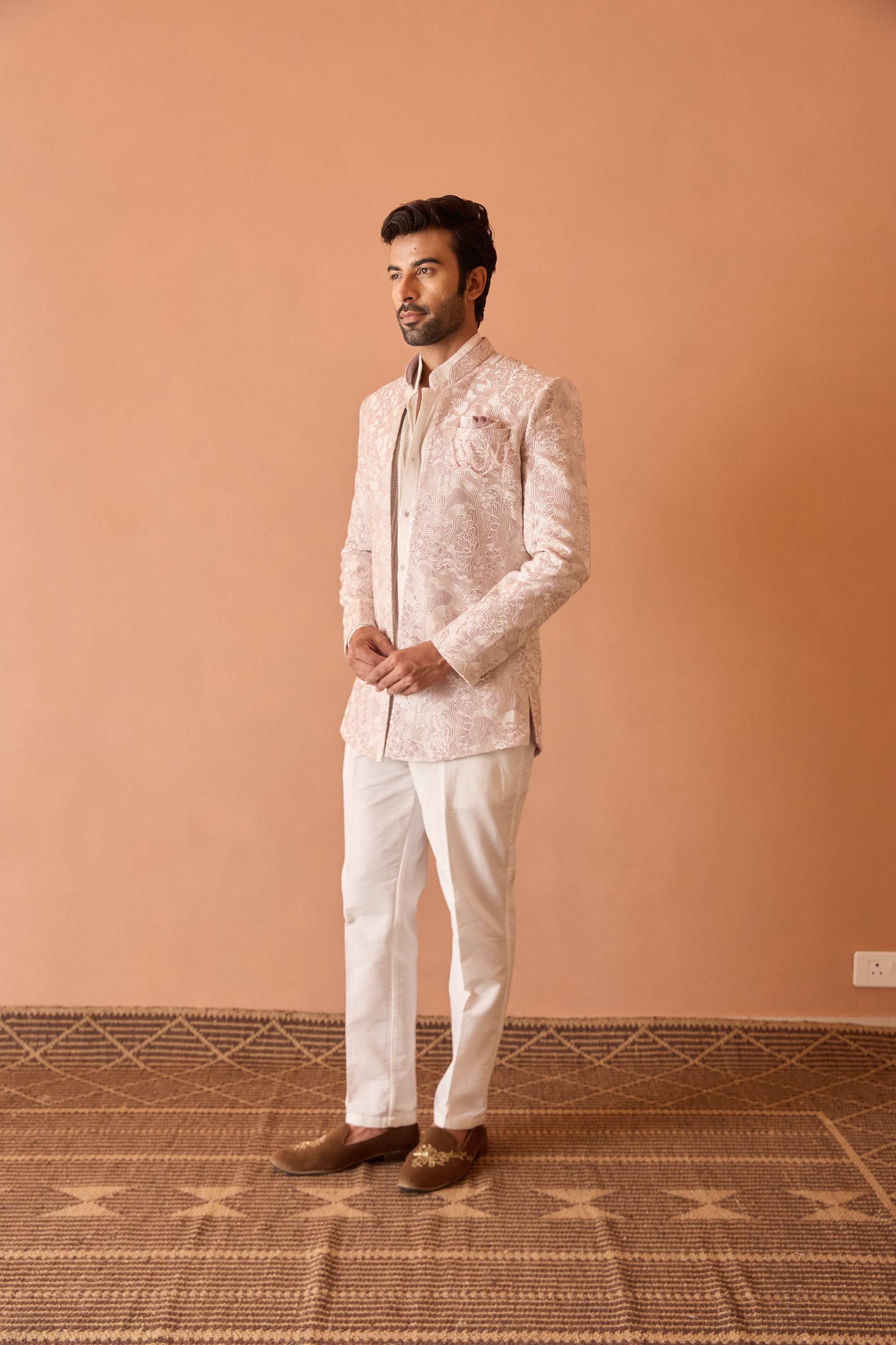 Light Pink Embroidered Indo-Western