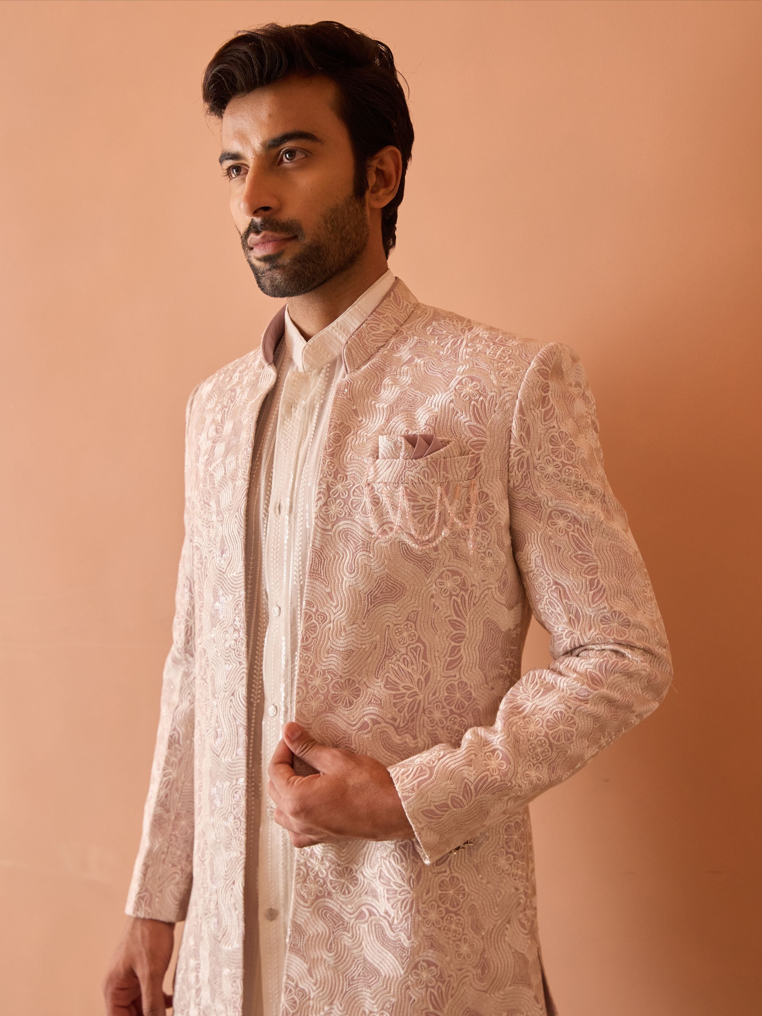 Light Pink Embroidered Indo-Western