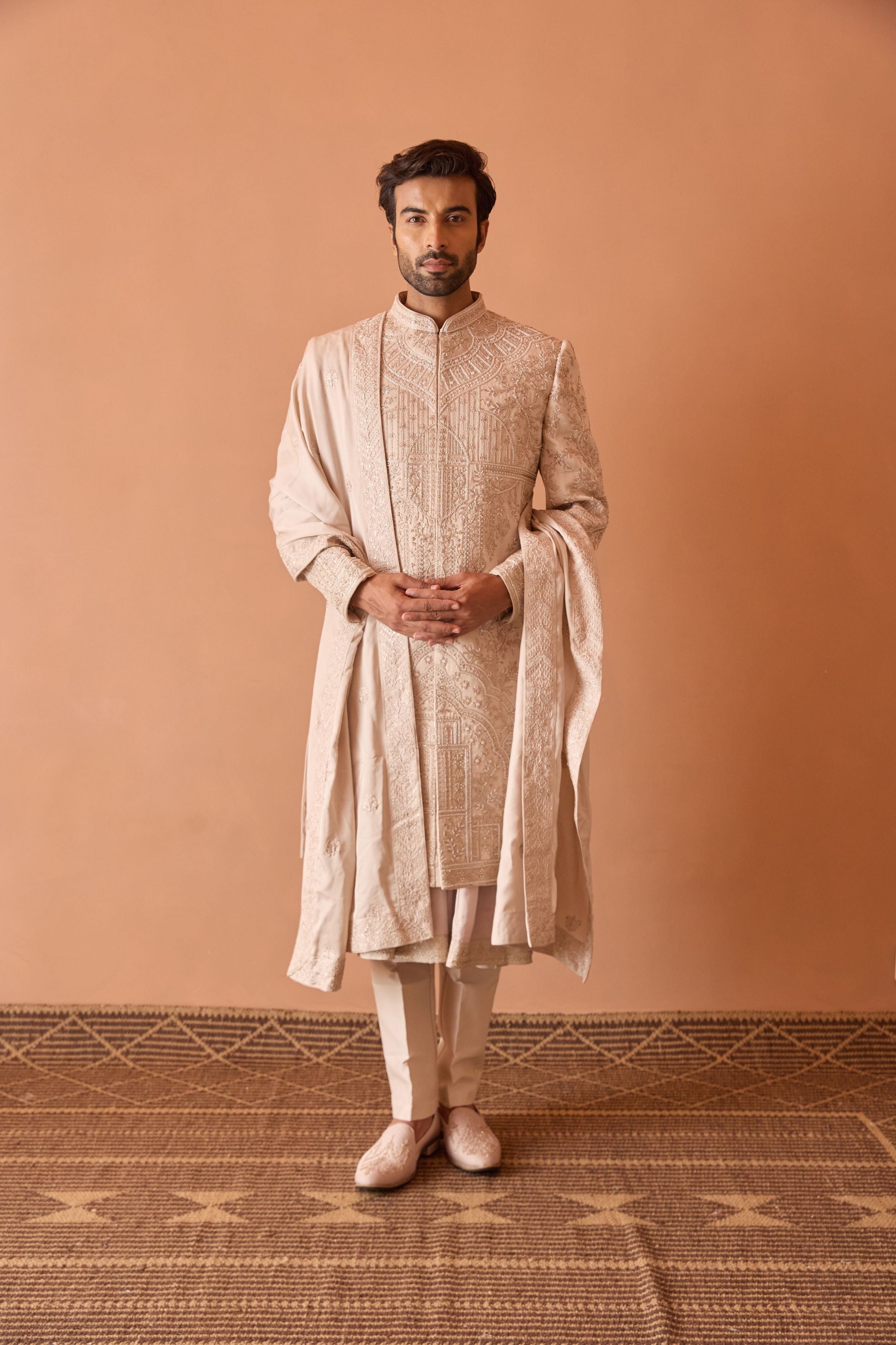 Champagne Embroidered Sherwani