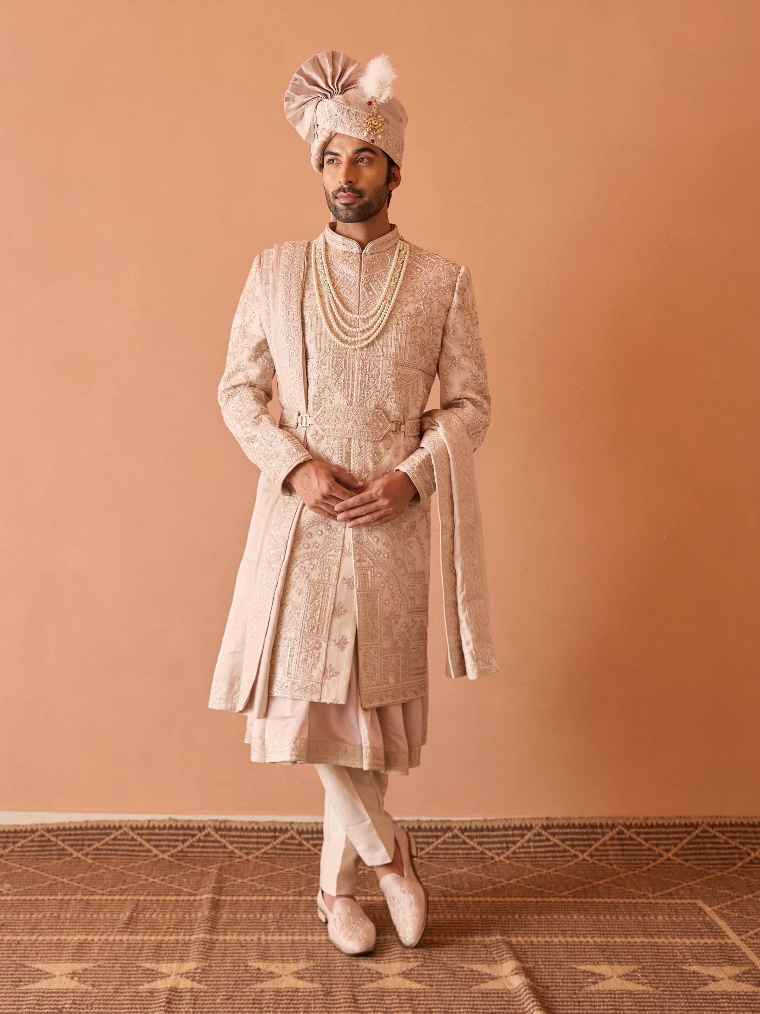 Champagne Embroidered Sherwani