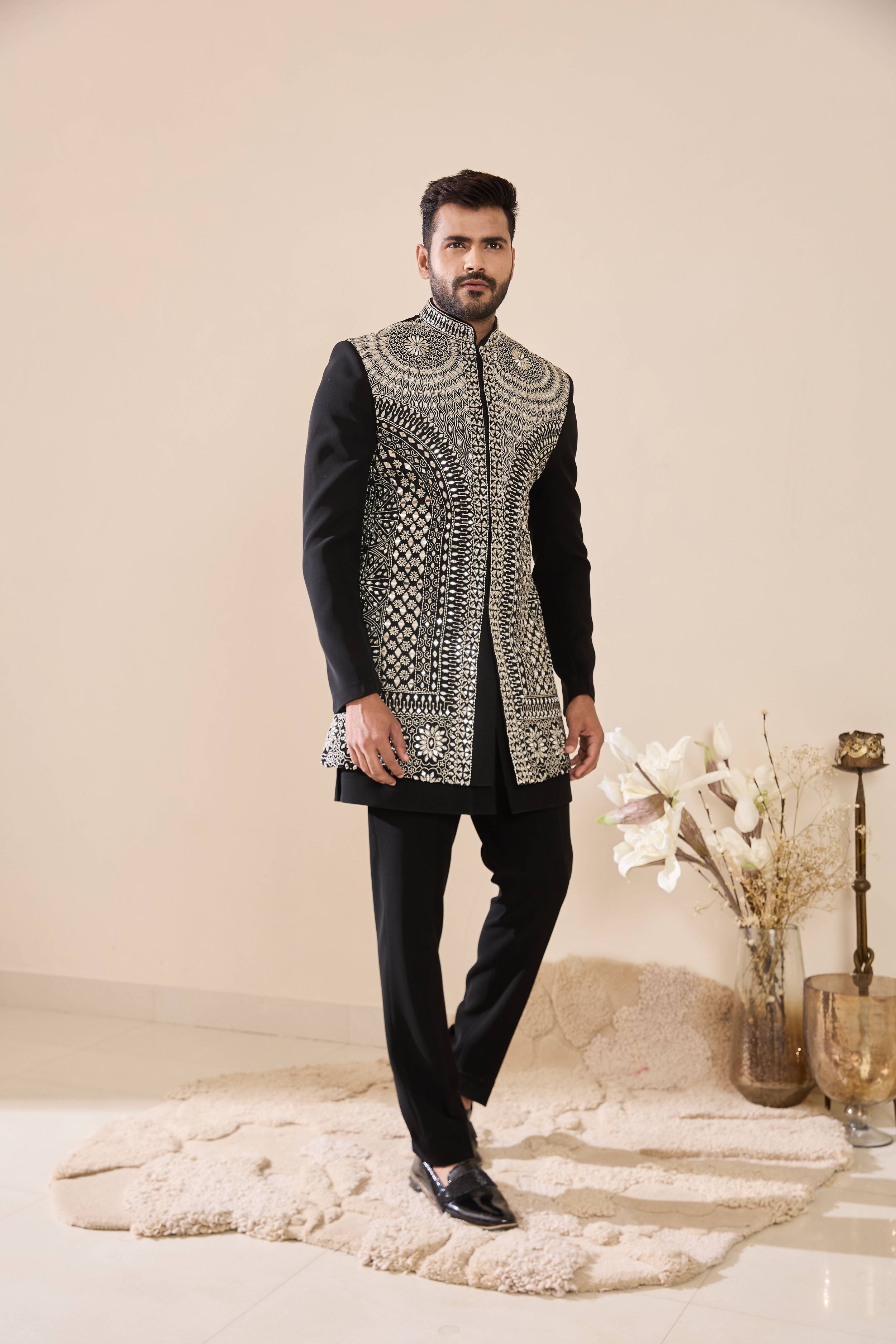 Black Indo-Western with Mirror Work