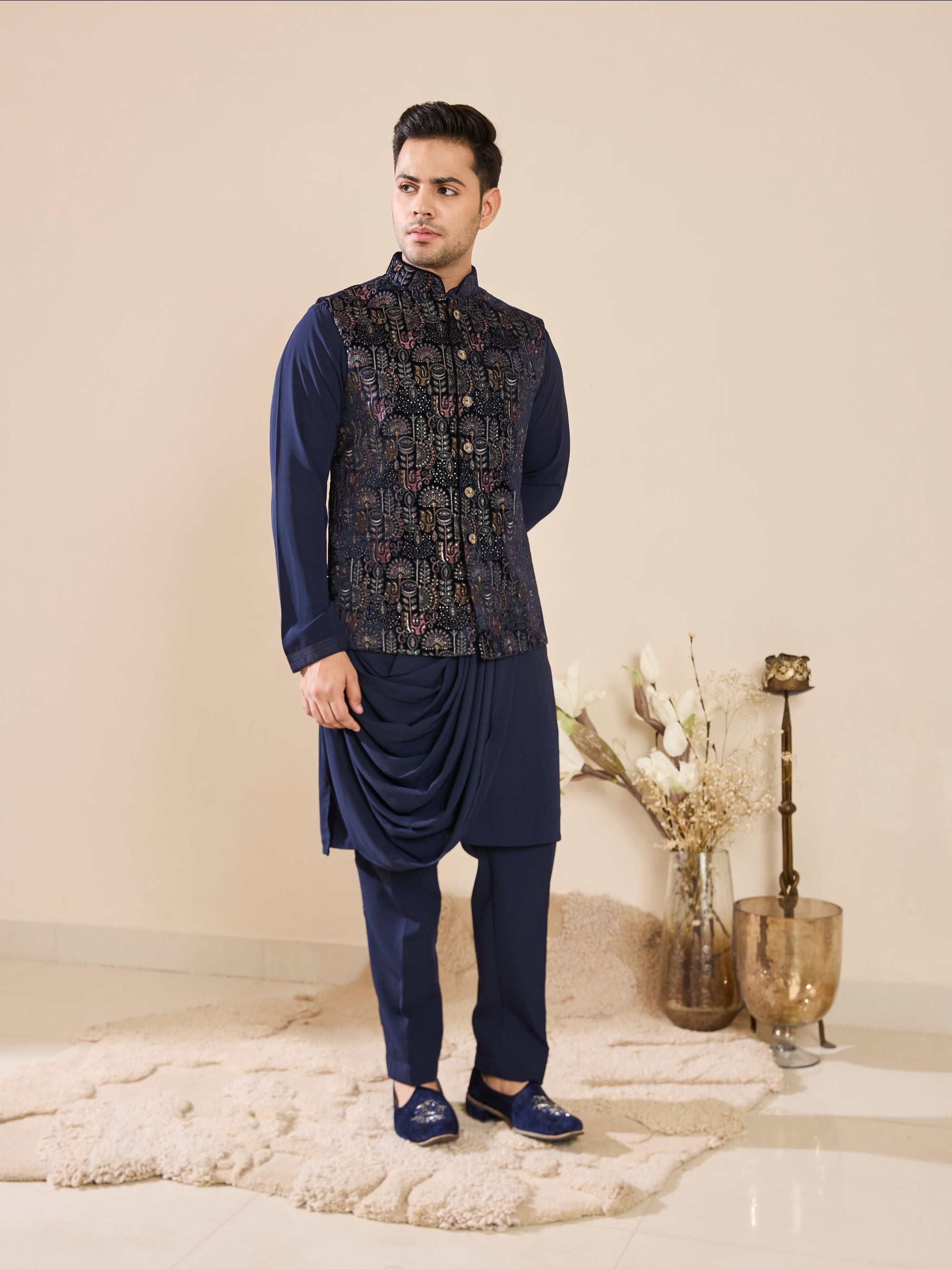 Blue Embroidered Kurta Set
