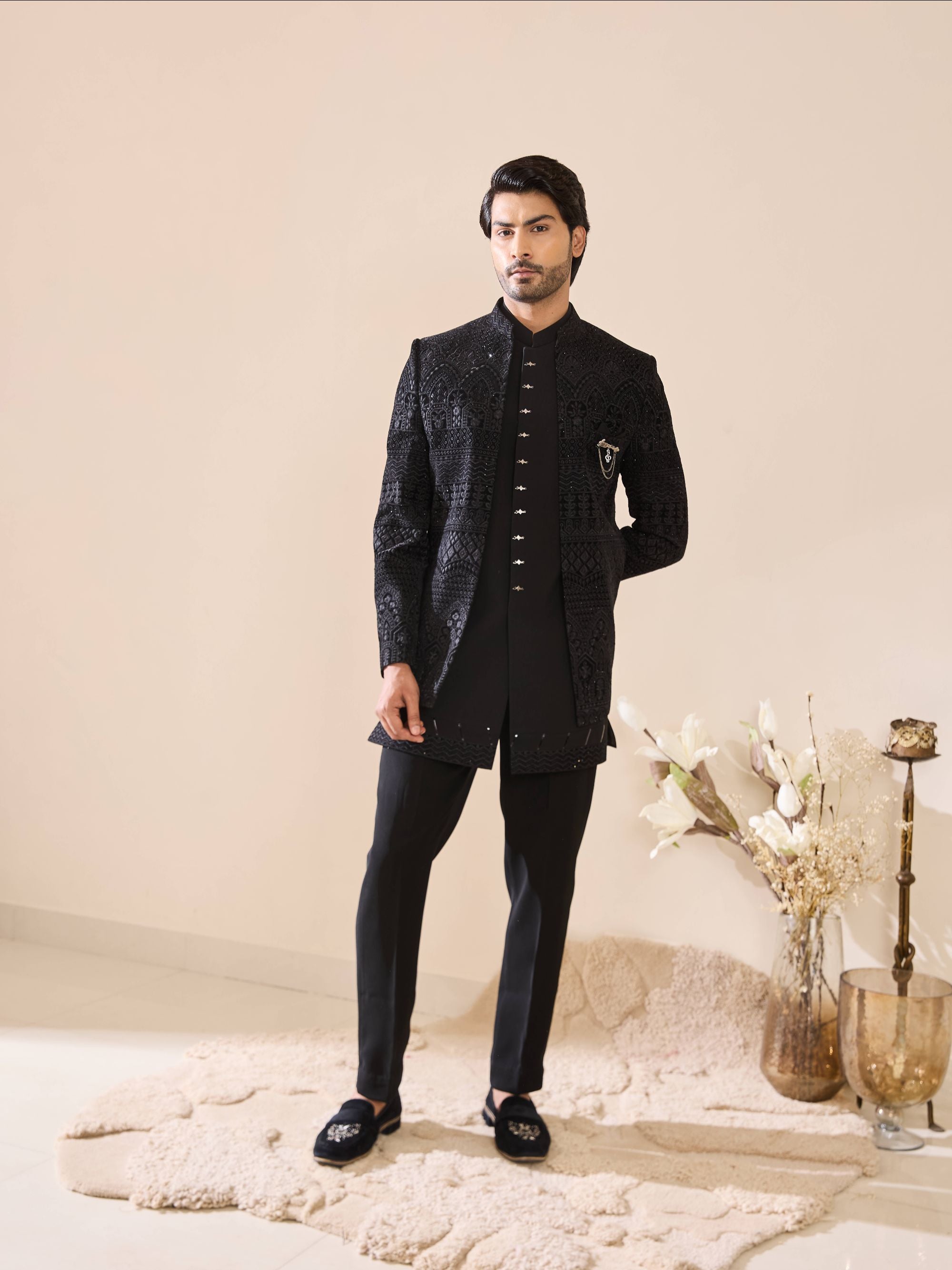 Black Indo-Western in Sequins and Thead Work