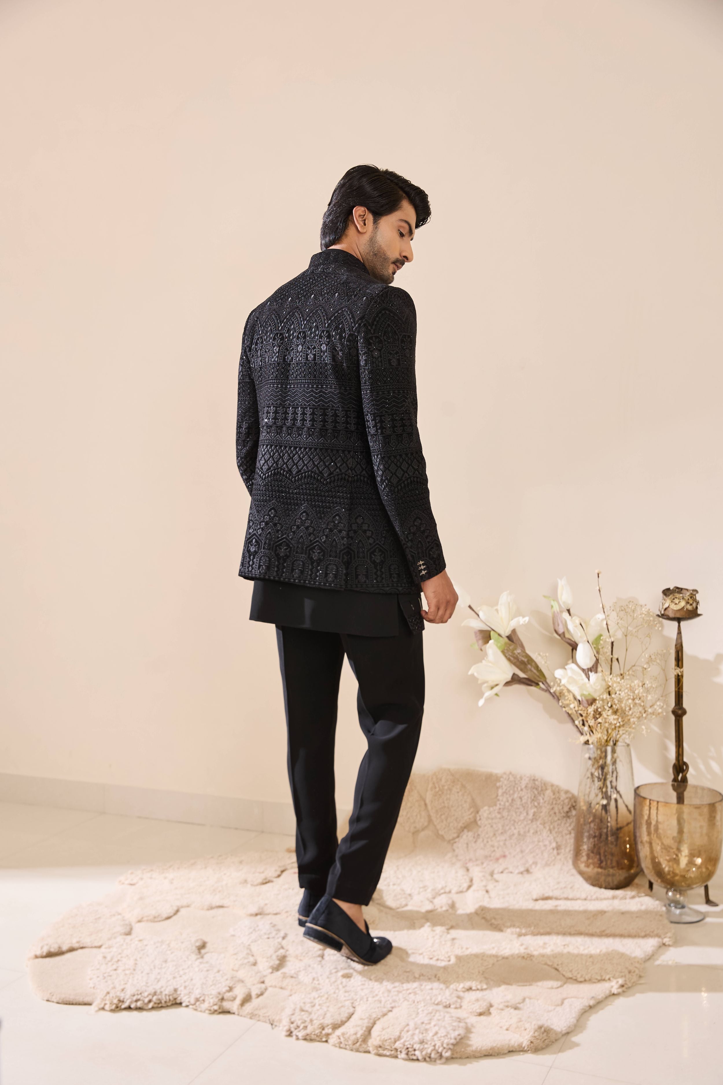 Black Indo-Western in Sequins and Thead Work