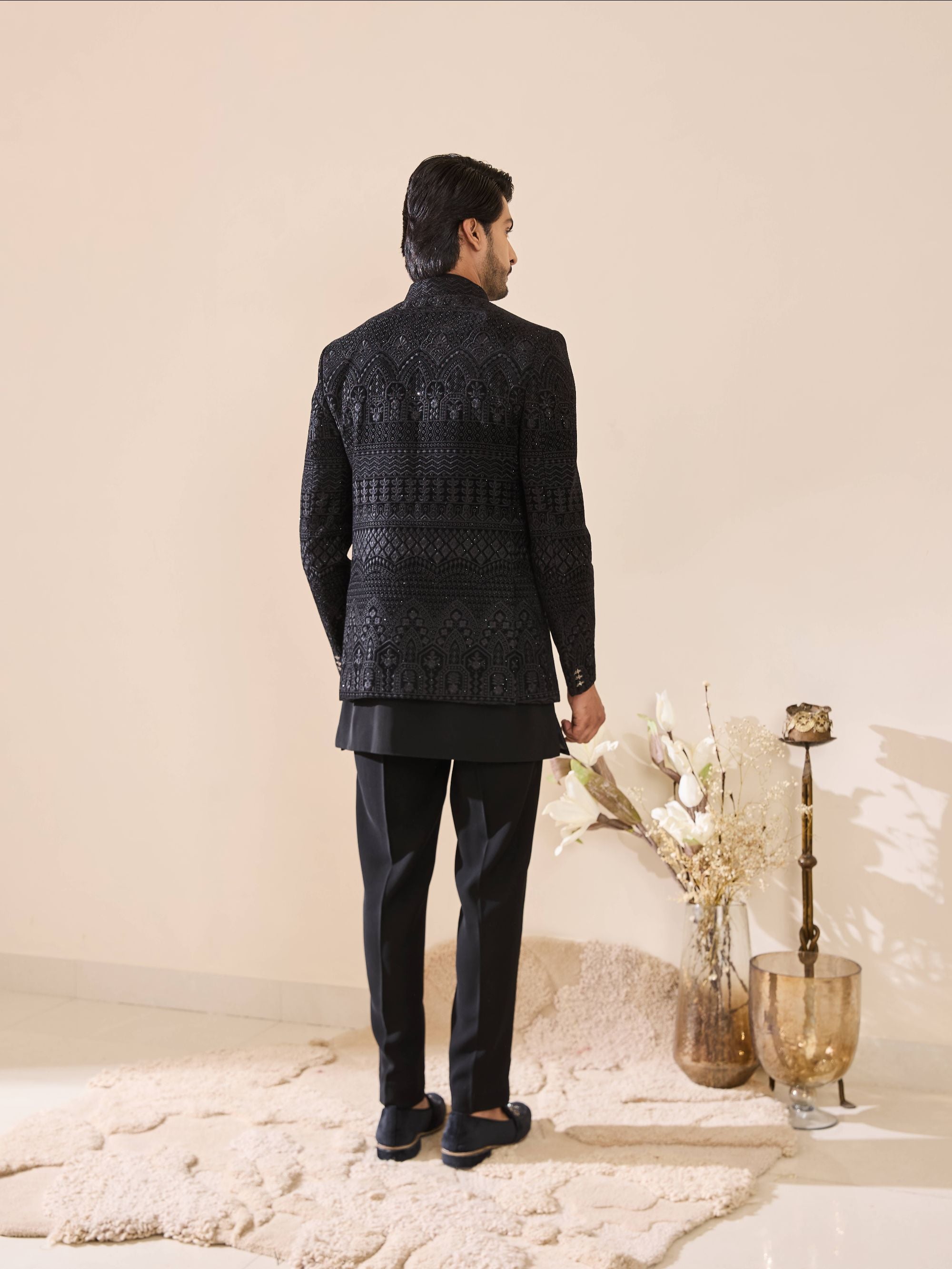 Black Indo-Western in Sequins and Thead Work