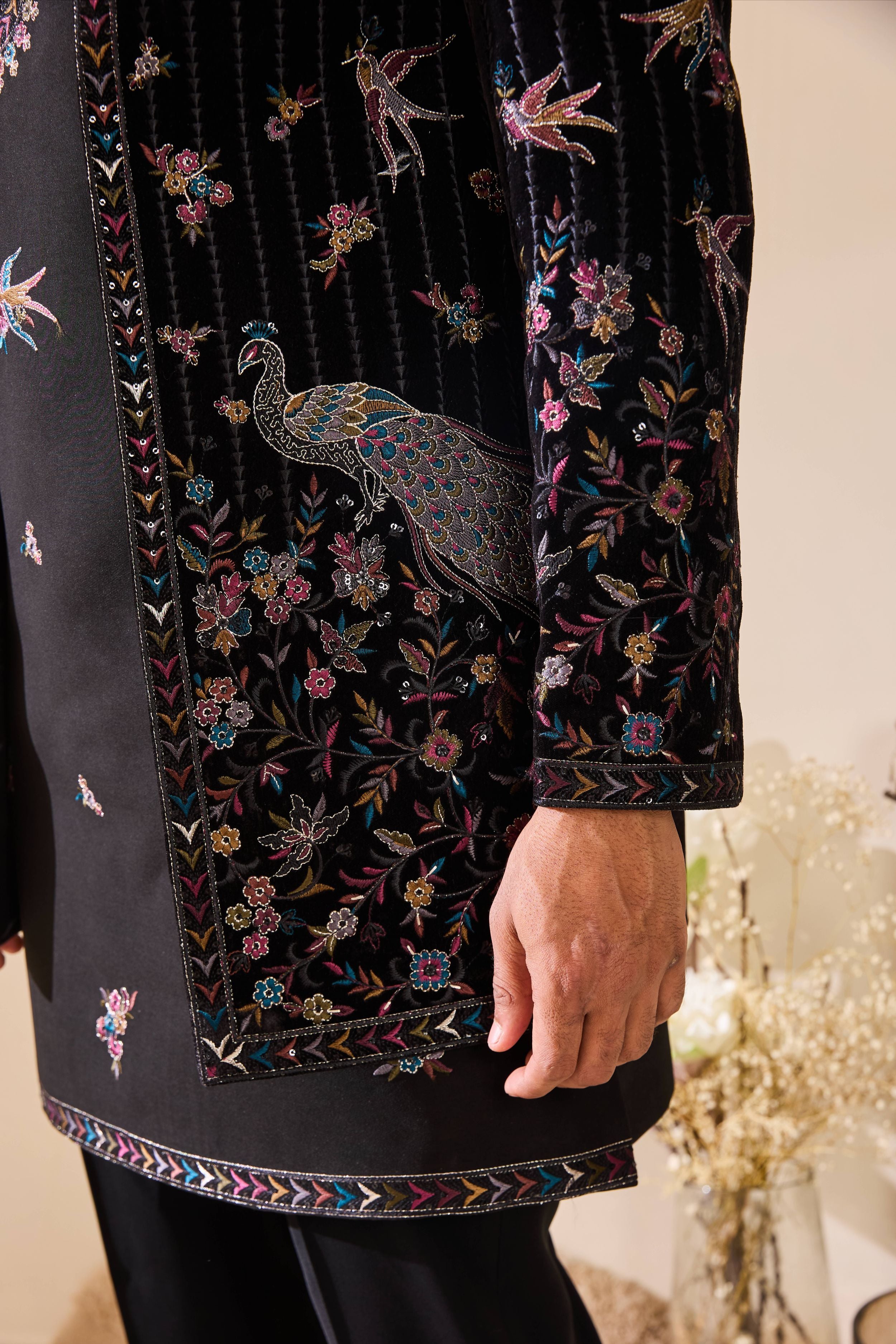 Black Indo-Western in Resham Thread work with Sequins Work