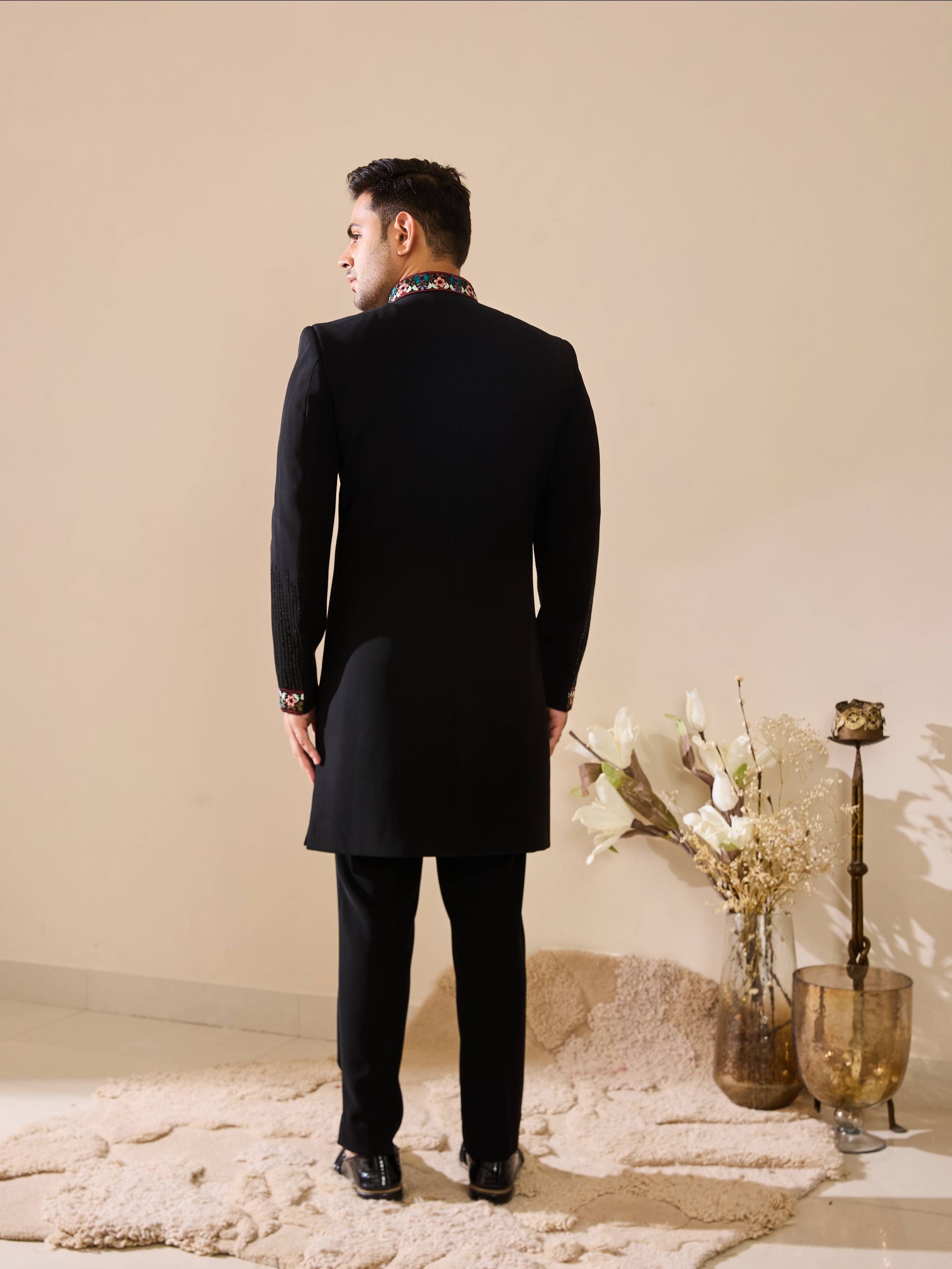 Black Hand Embroidered Indo-Western