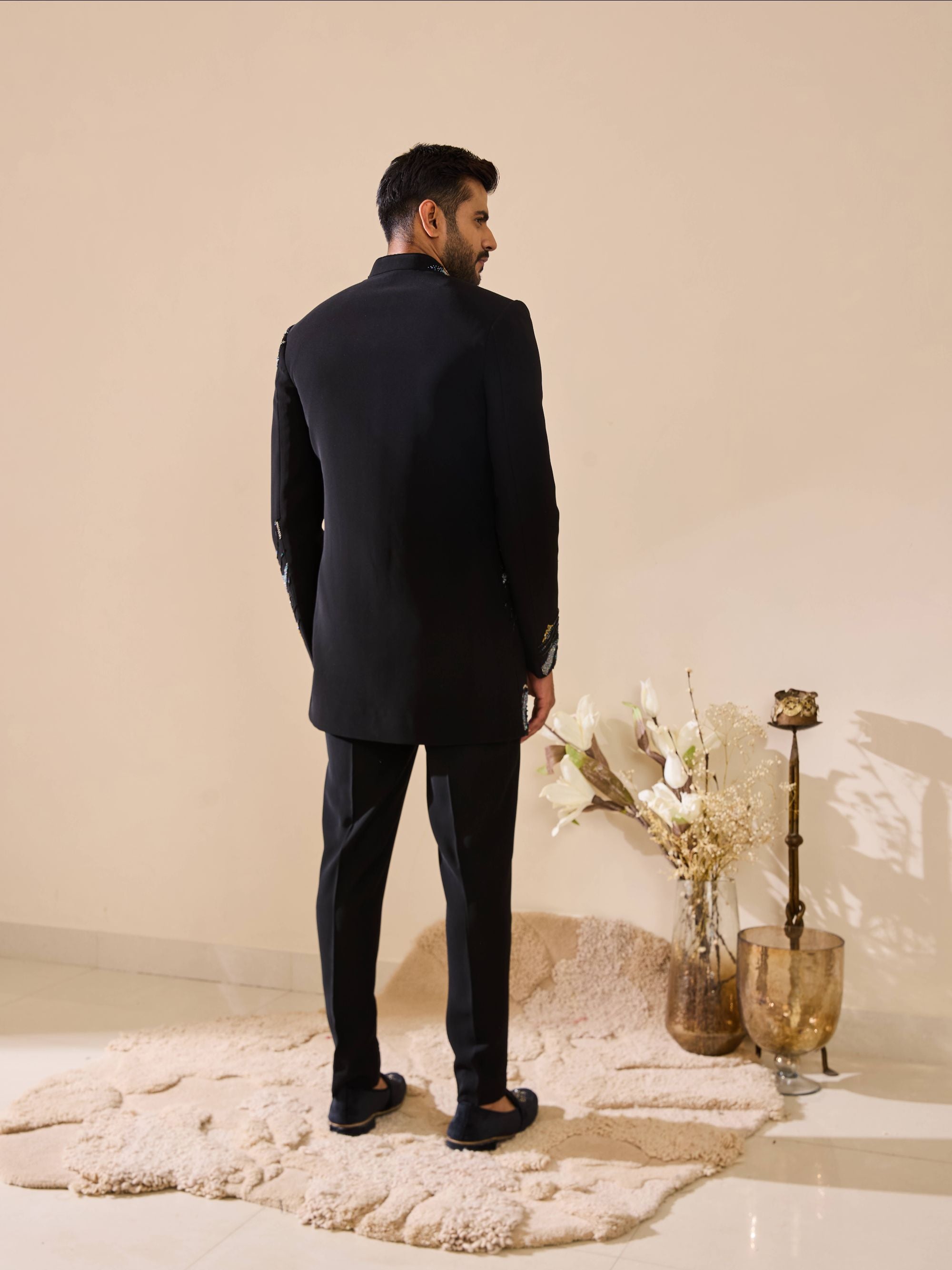 Grey Hand-Embroidered Indo-Western