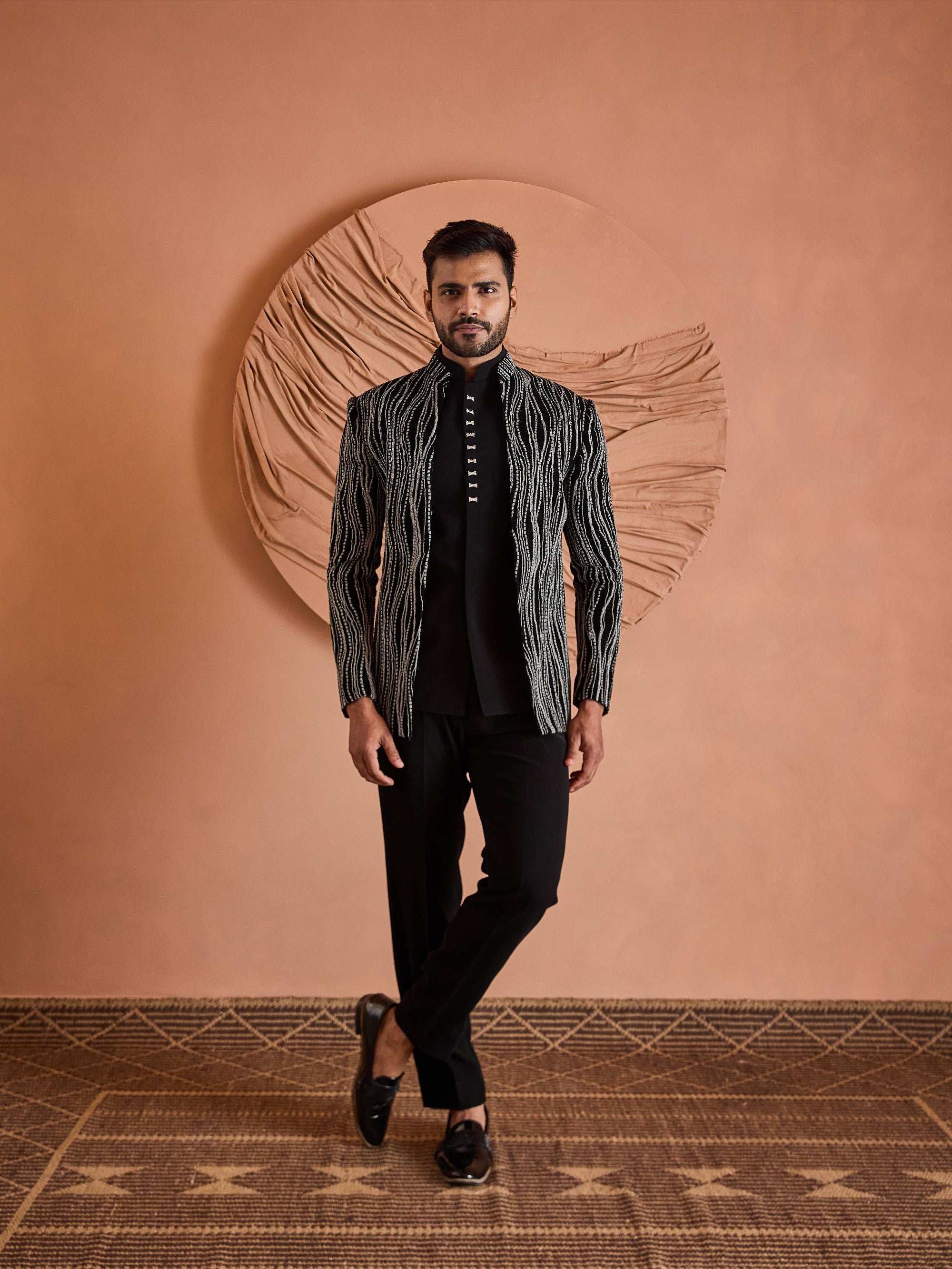 Black zardosi Embroidered Indo-Western