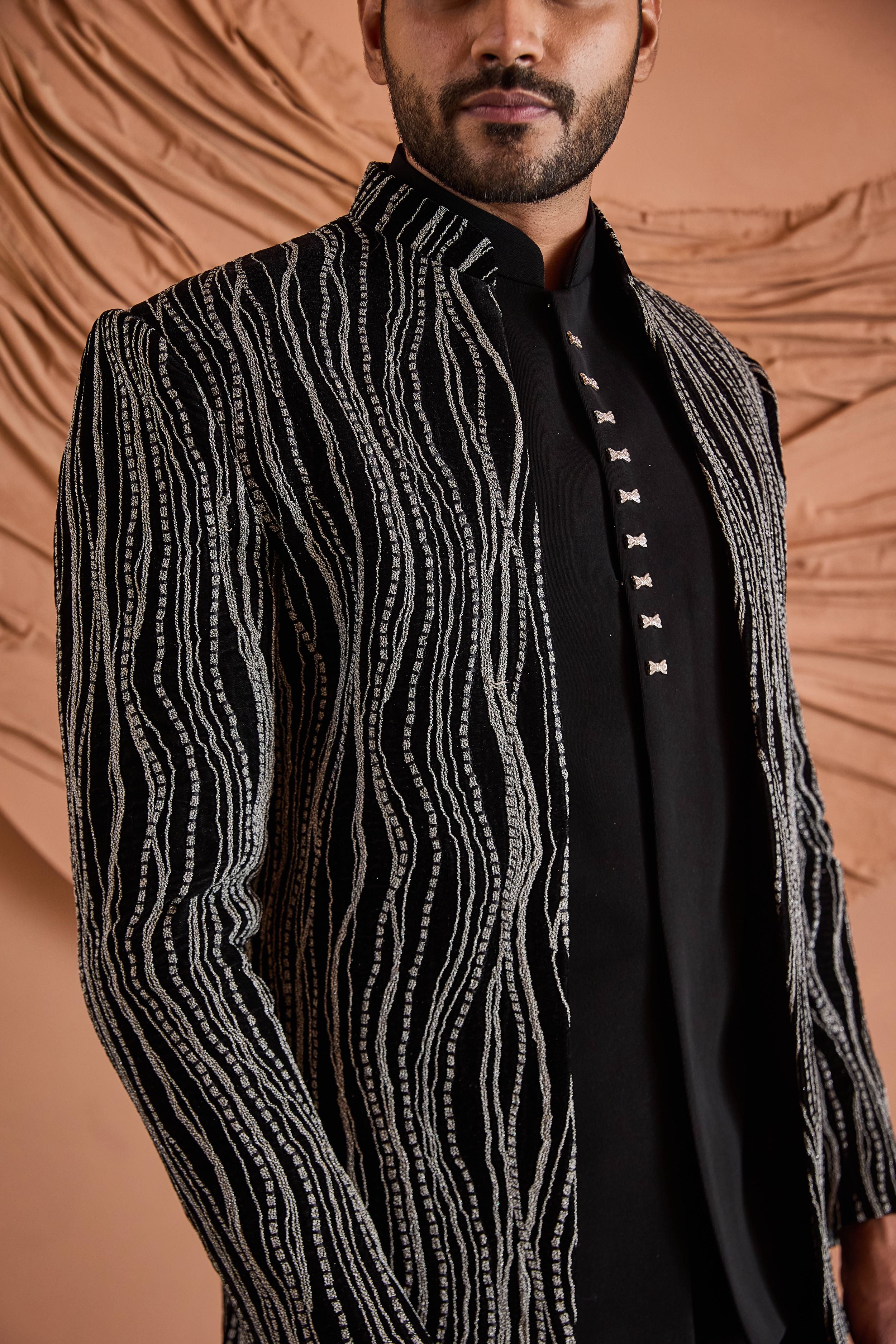 Black zardosi Embroidered Indo-Western