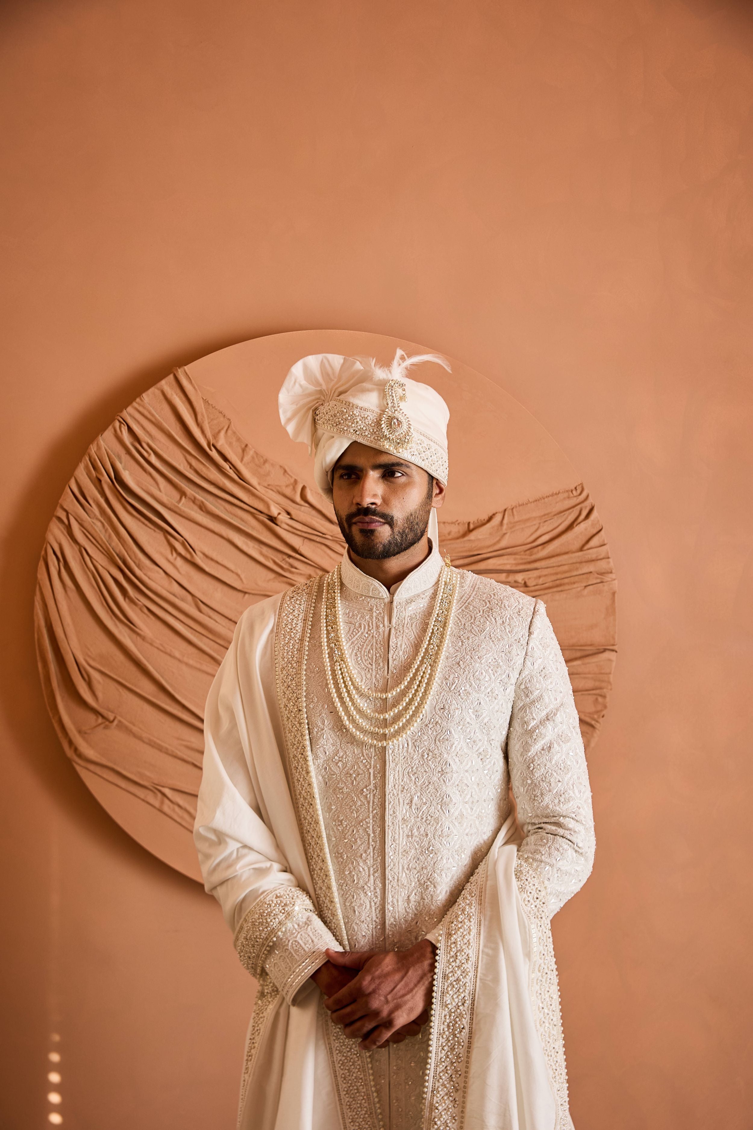 Ivory Embroidered Sherwani