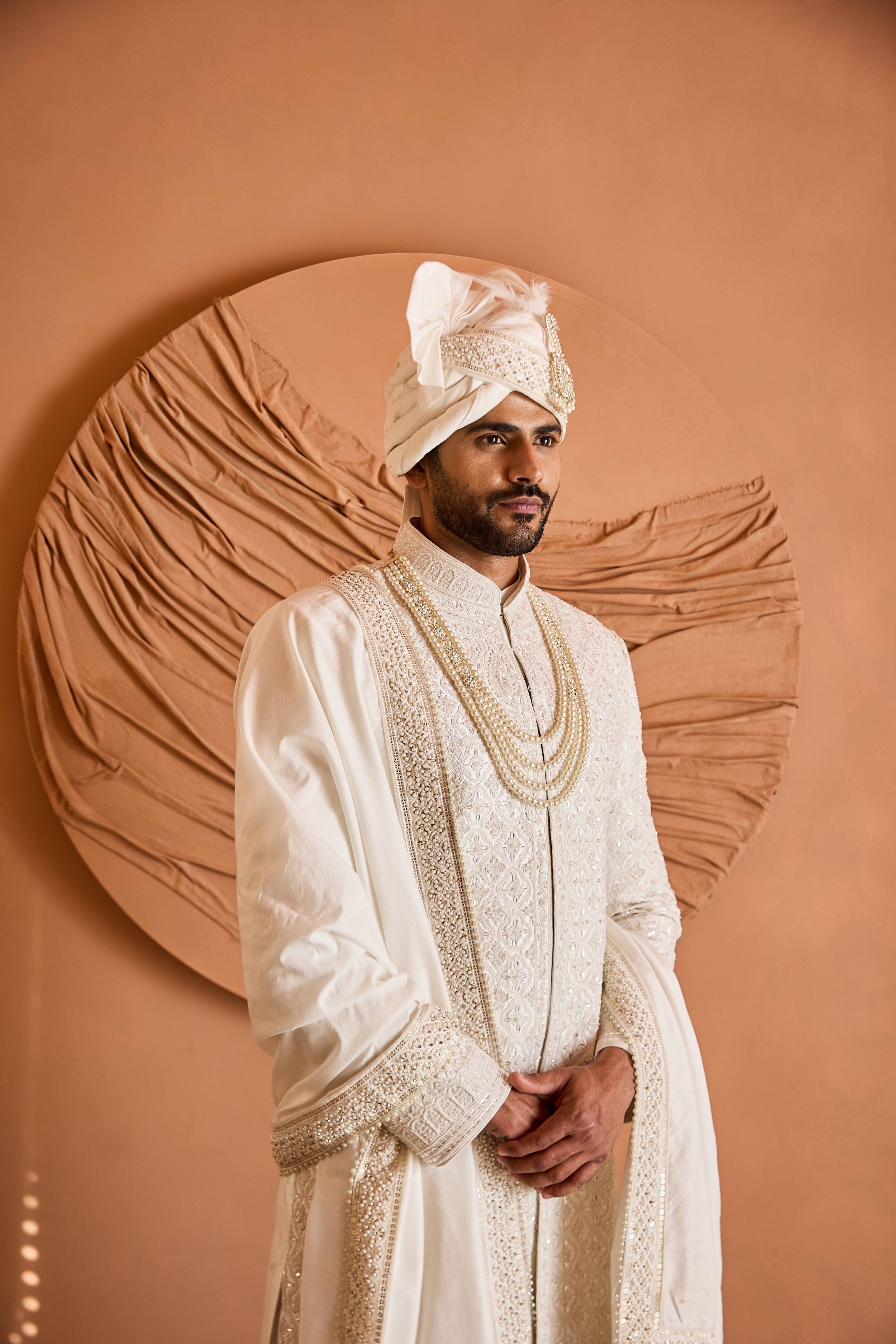 Ivory Embroidered Sherwani