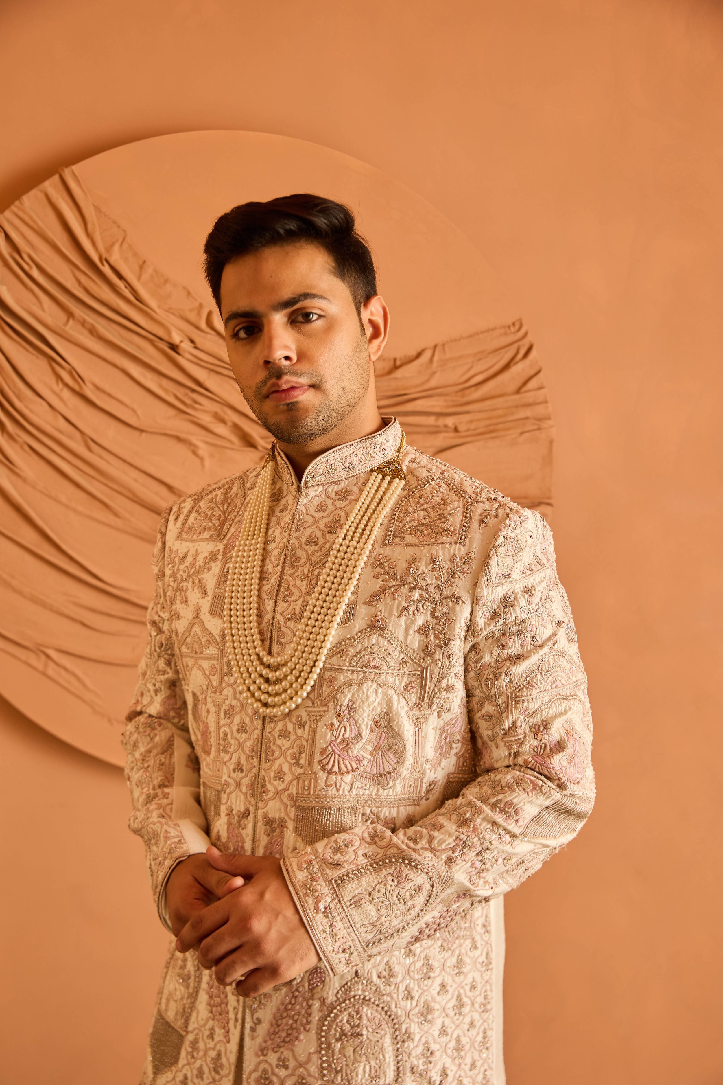 Ivory Embroidered Sherwani