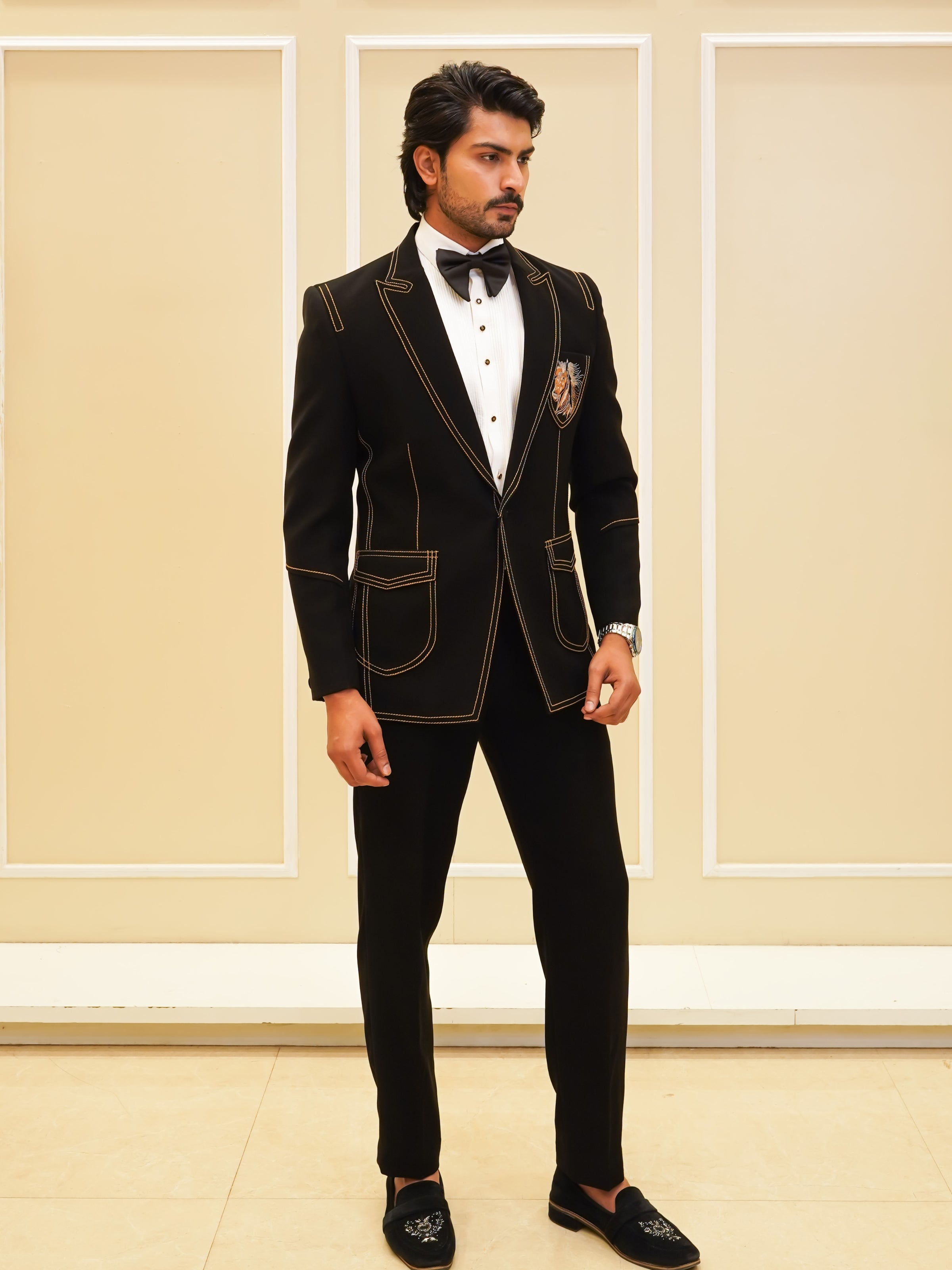 Black Thread Design Tuxedo Set