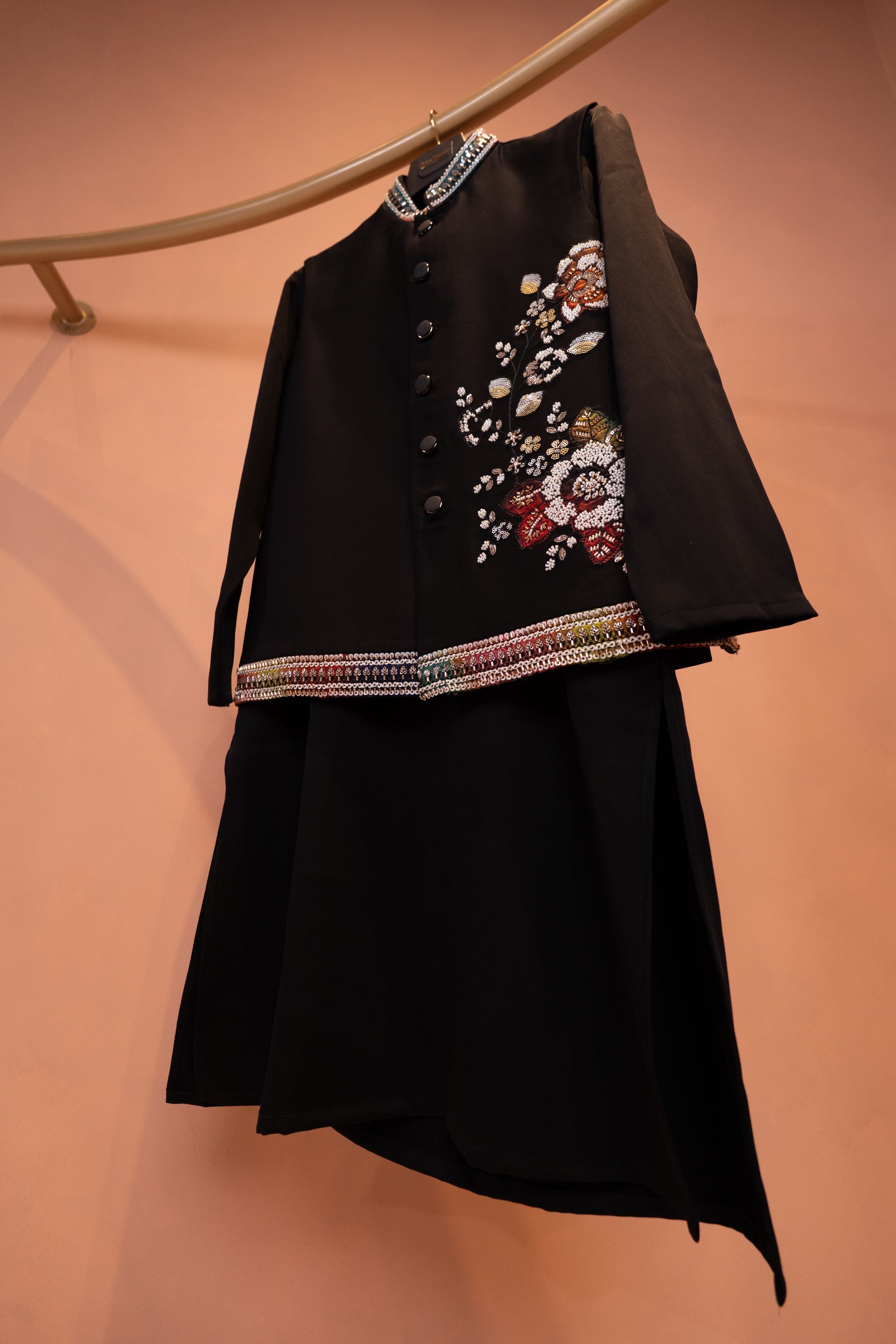 Black Cutdana Embroidered kurta set