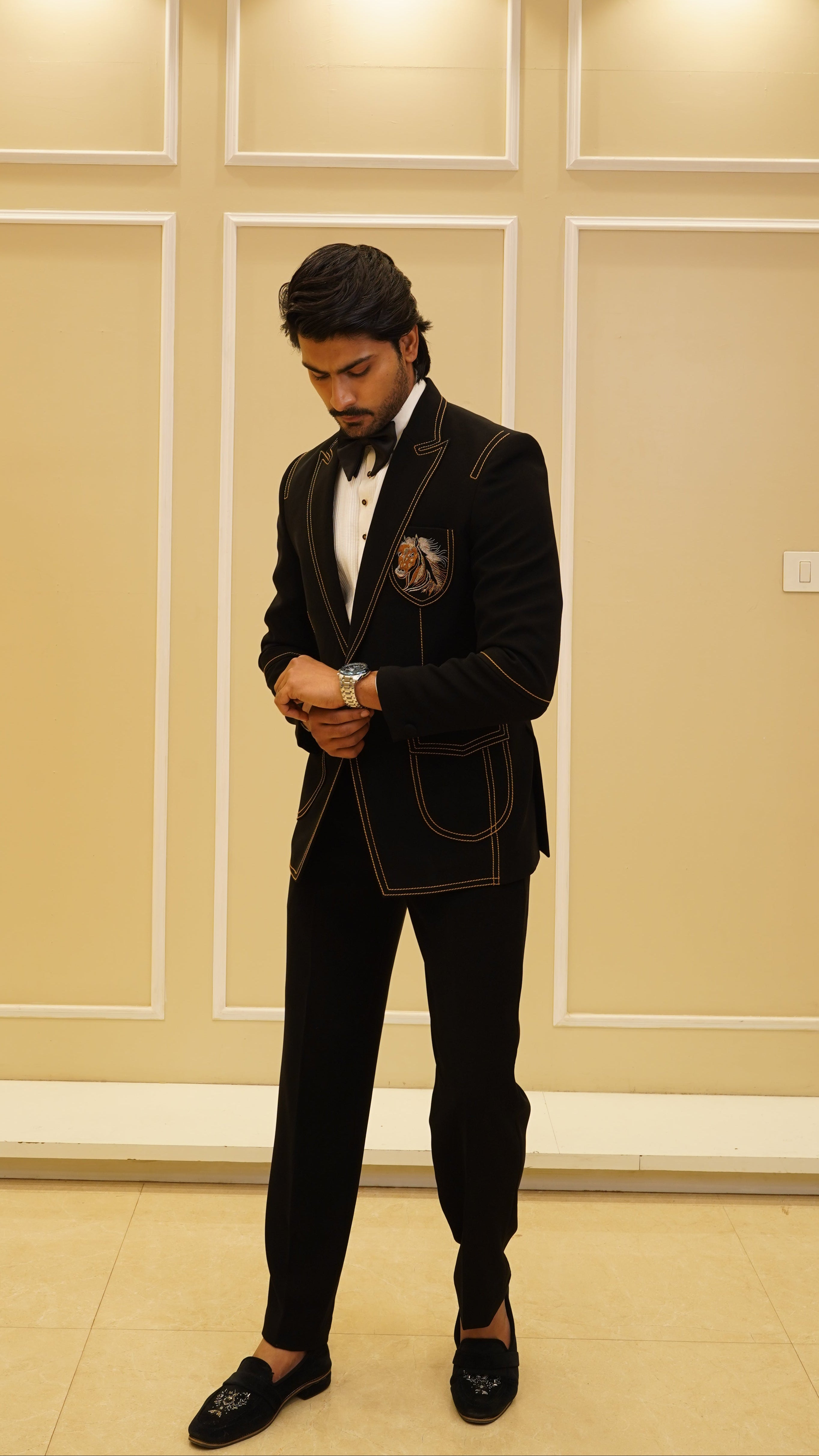 Black Thread Design Tuxedo Set