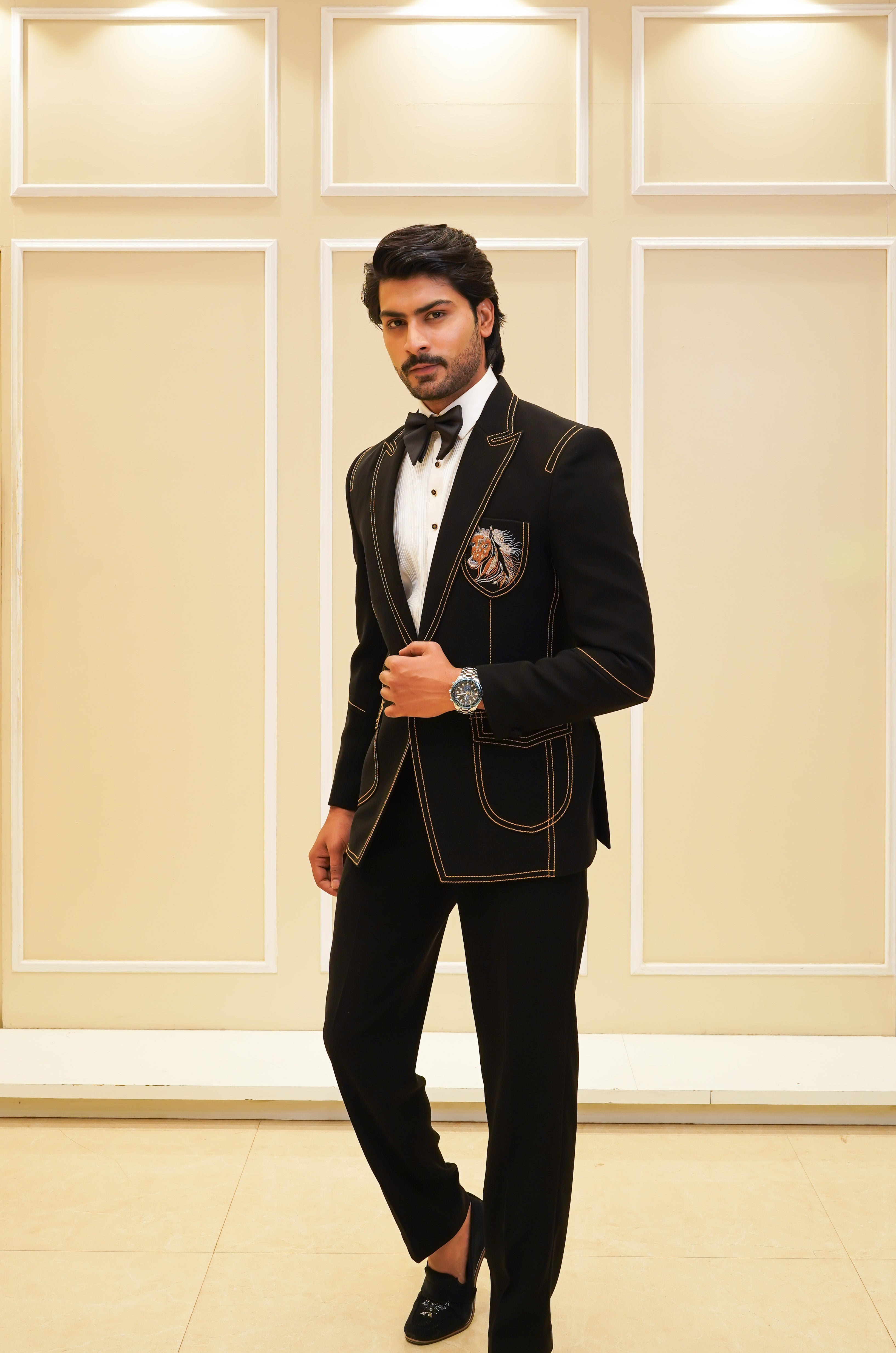 Black Thread Design Tuxedo Set