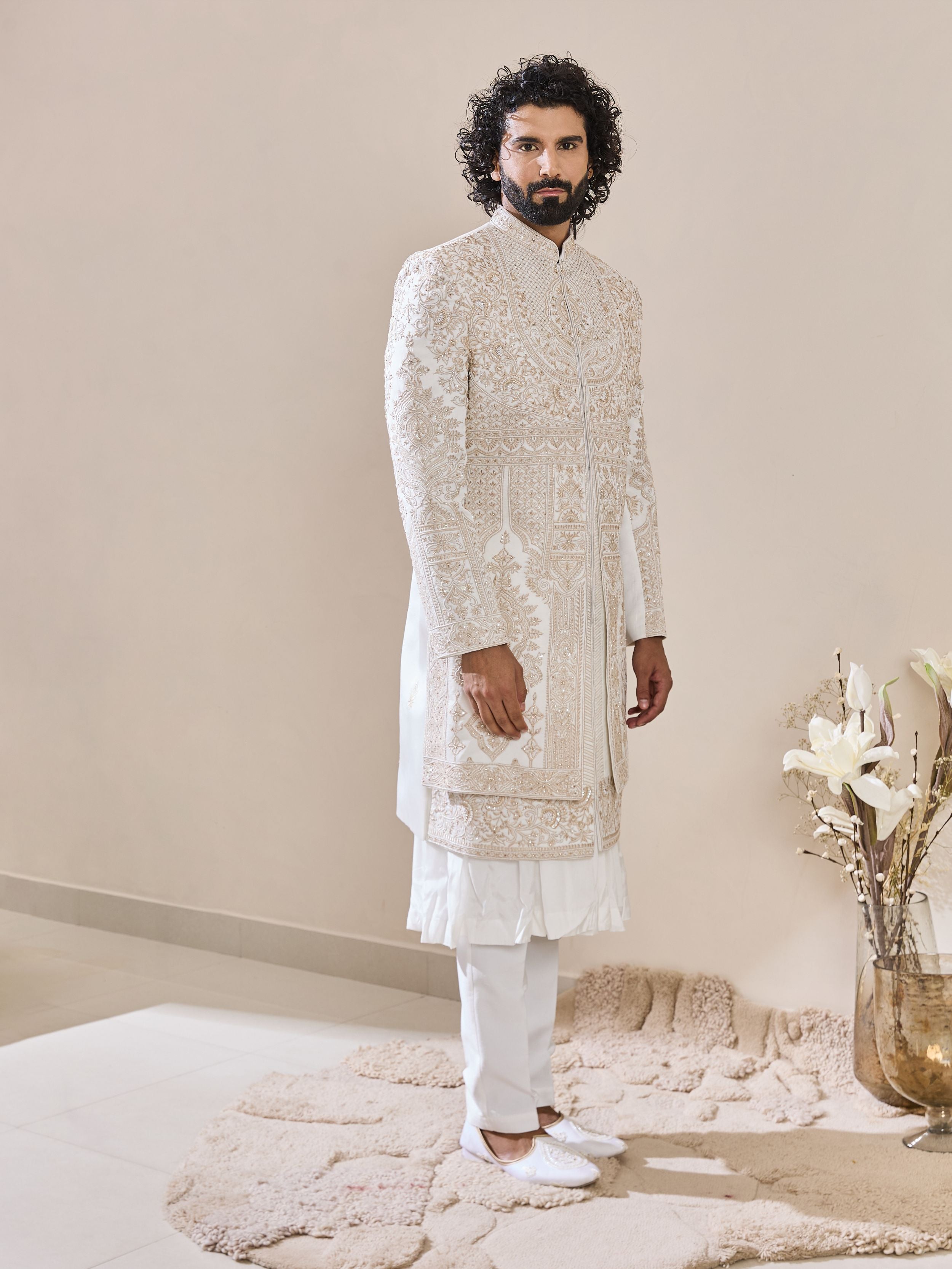 Ivory Thread Embroidery Sherwani