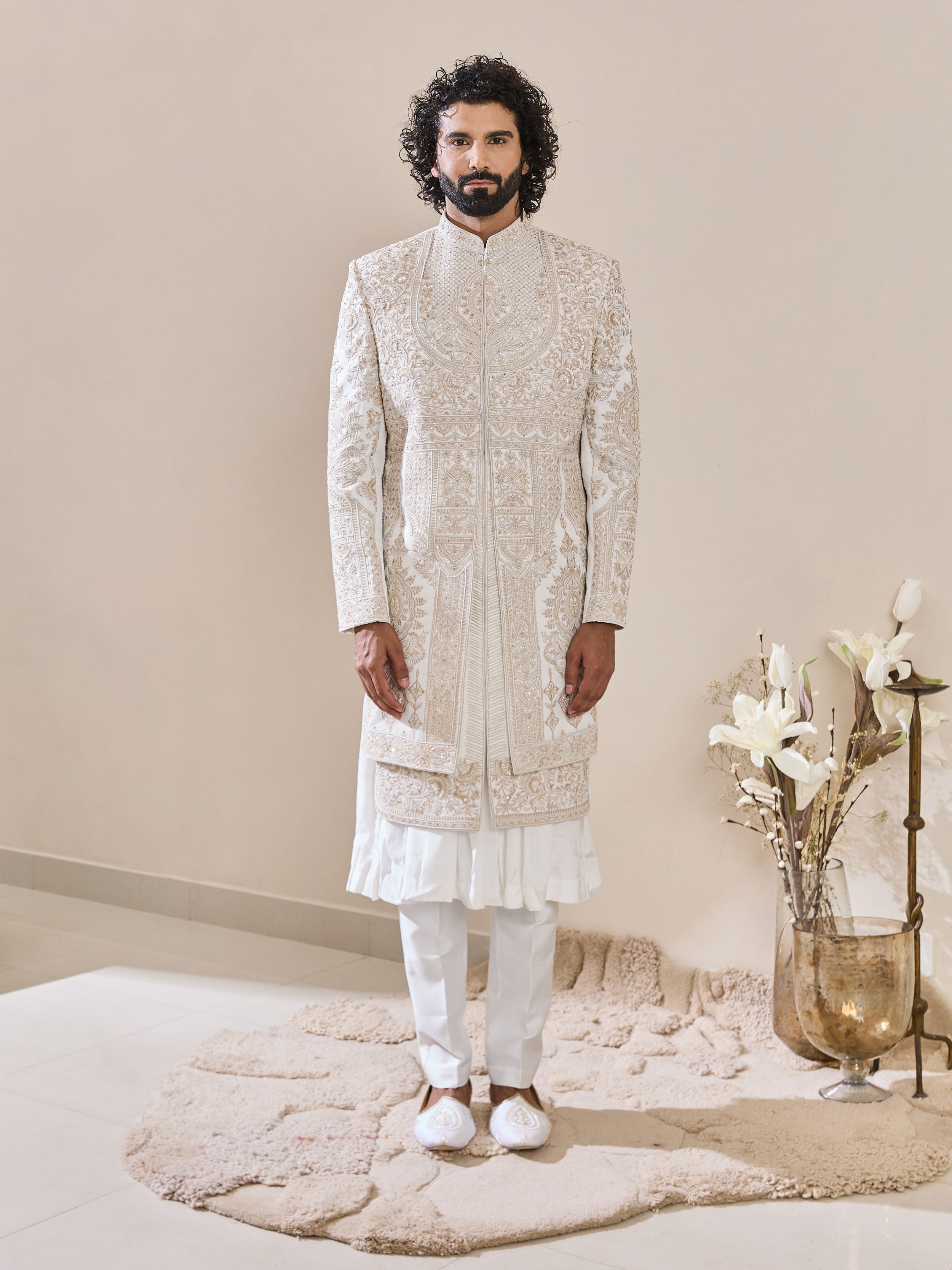 Ivory Thread Embroidery Sherwani