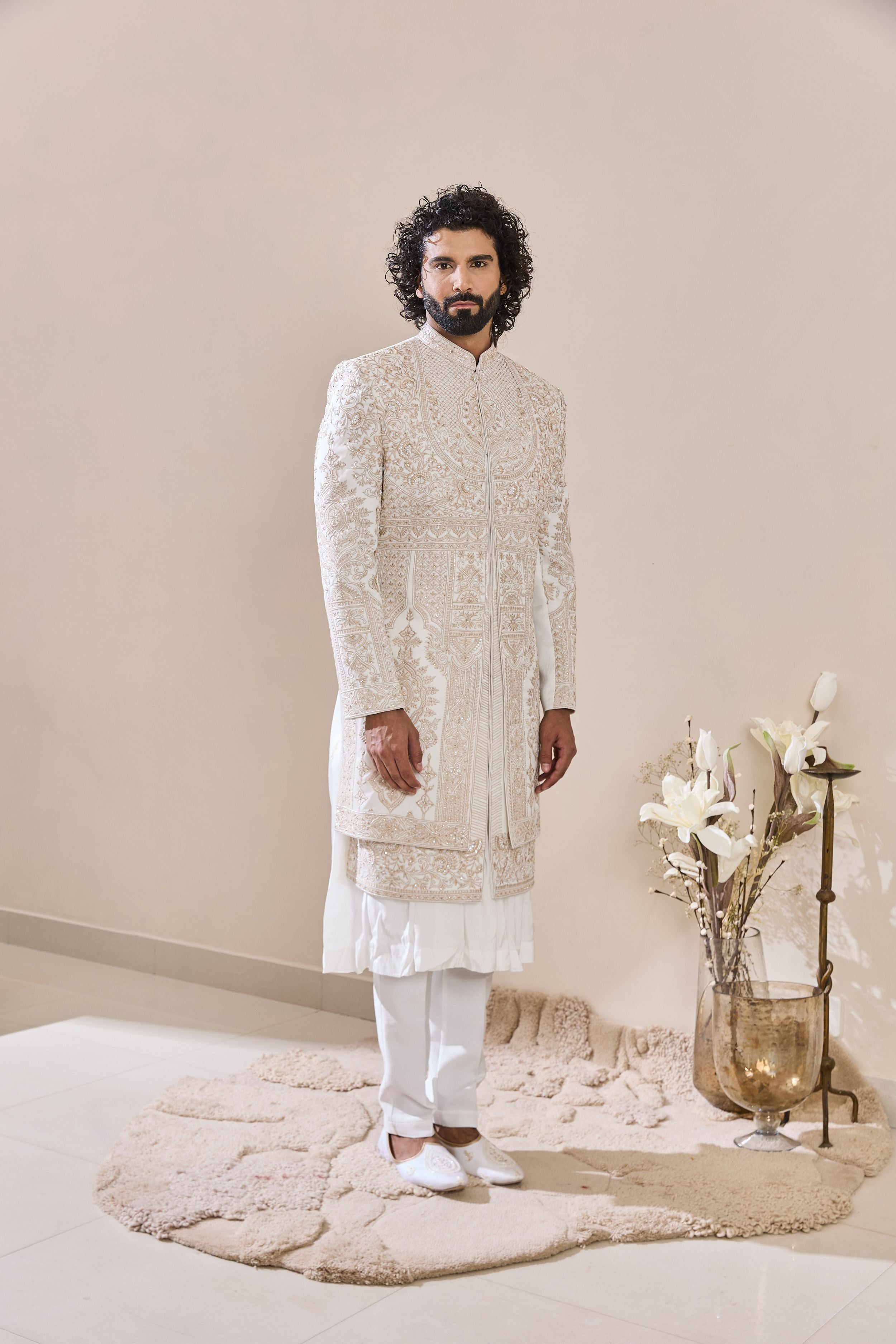Ivory Thread Embroidery Sherwani