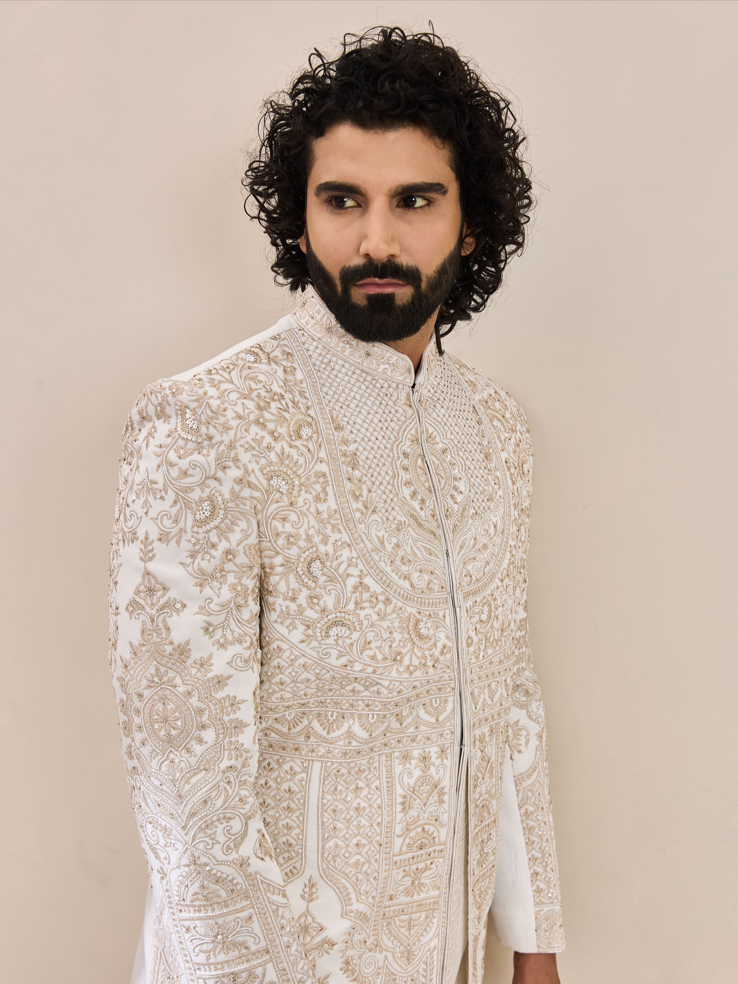 Ivory Thread Embroidery Sherwani