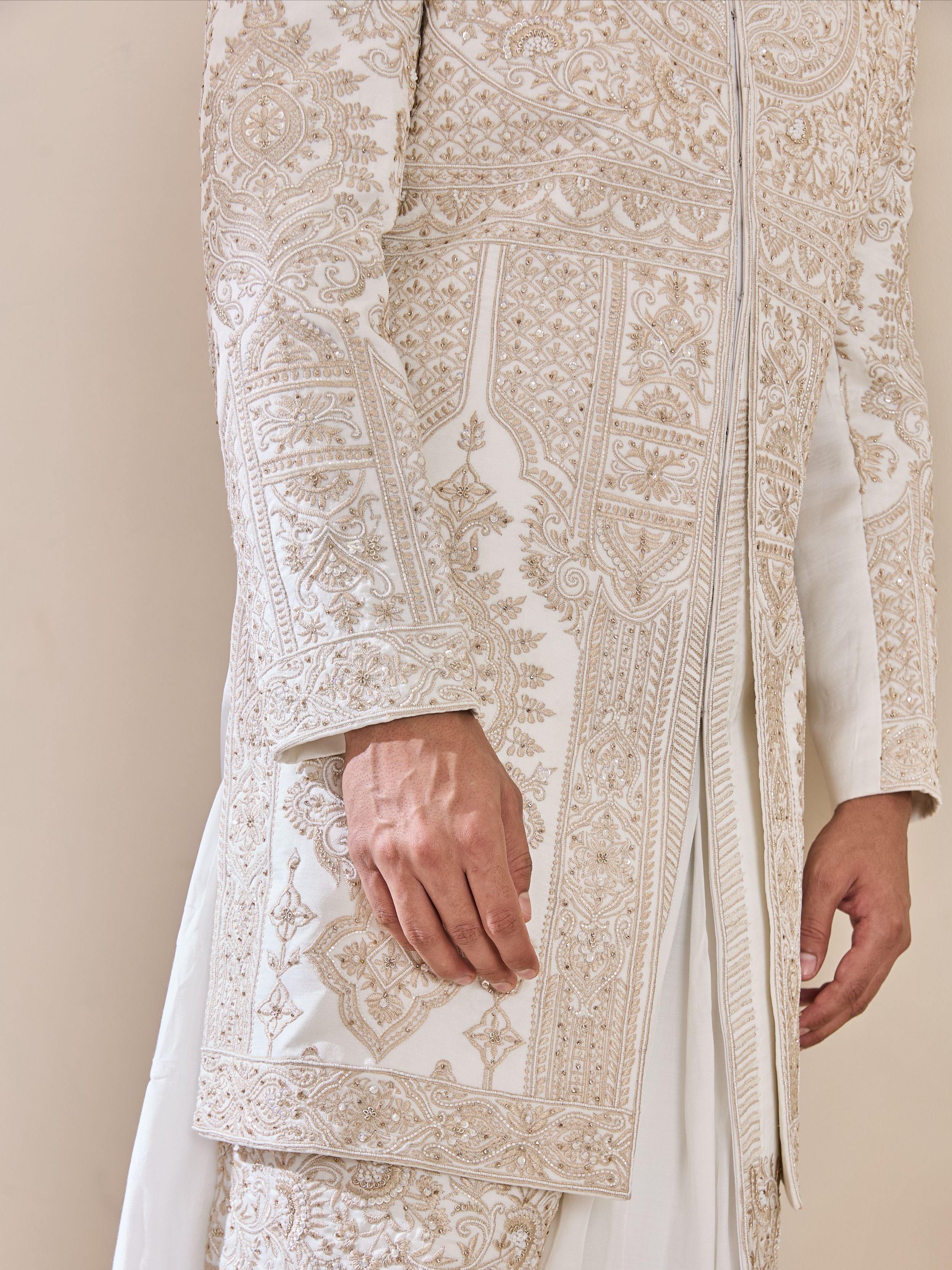 Ivory Thread Embroidery Sherwani