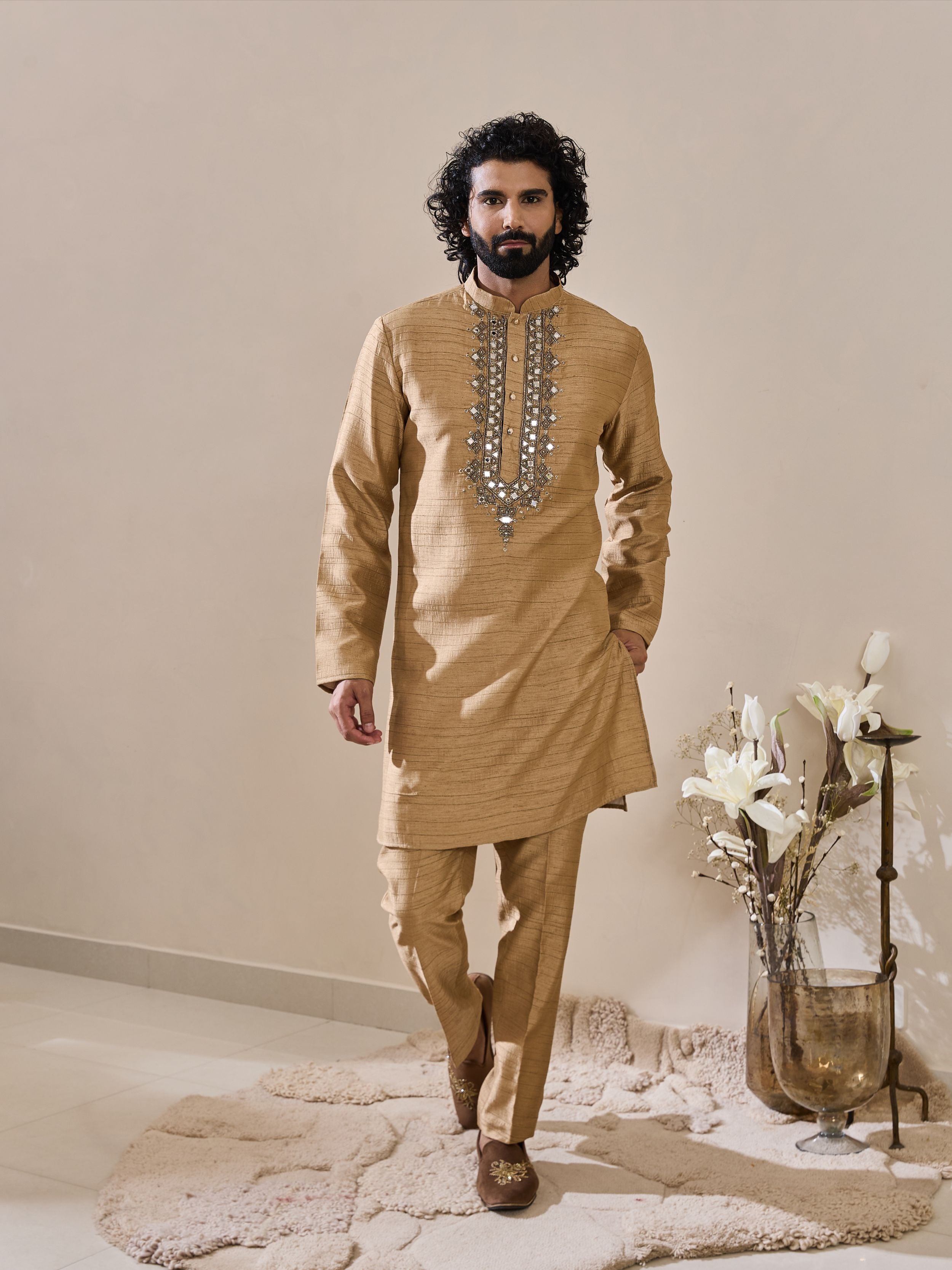 Gold Mirror Work Indo-Western