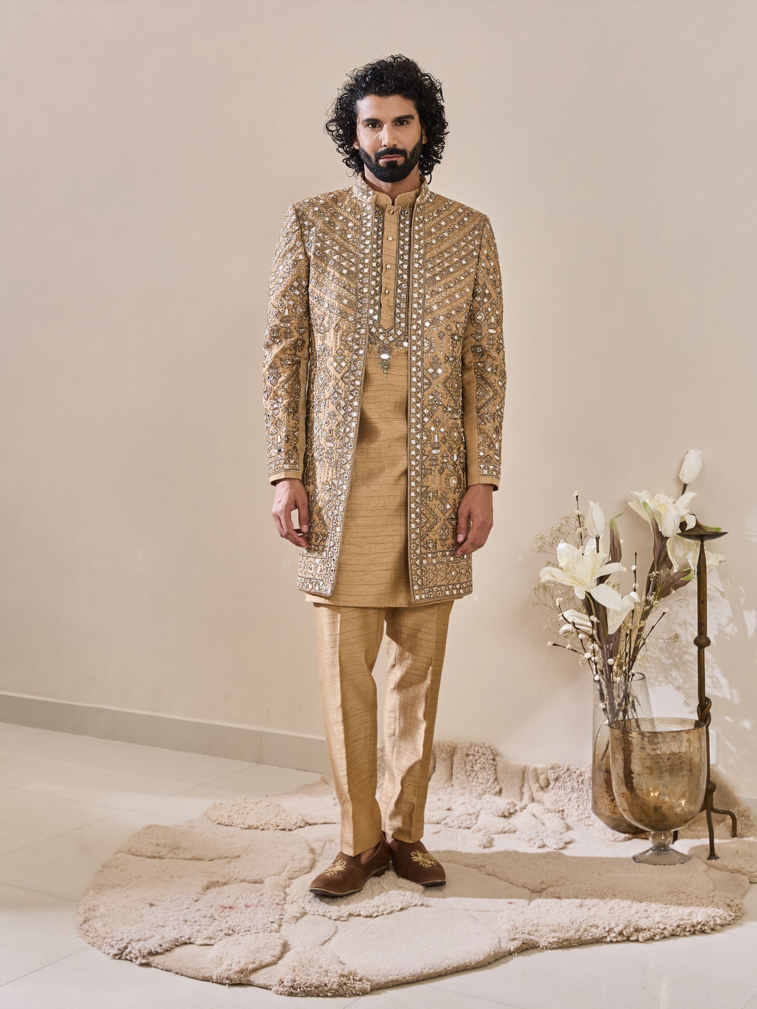 Gold Mirror Work Indo-Western