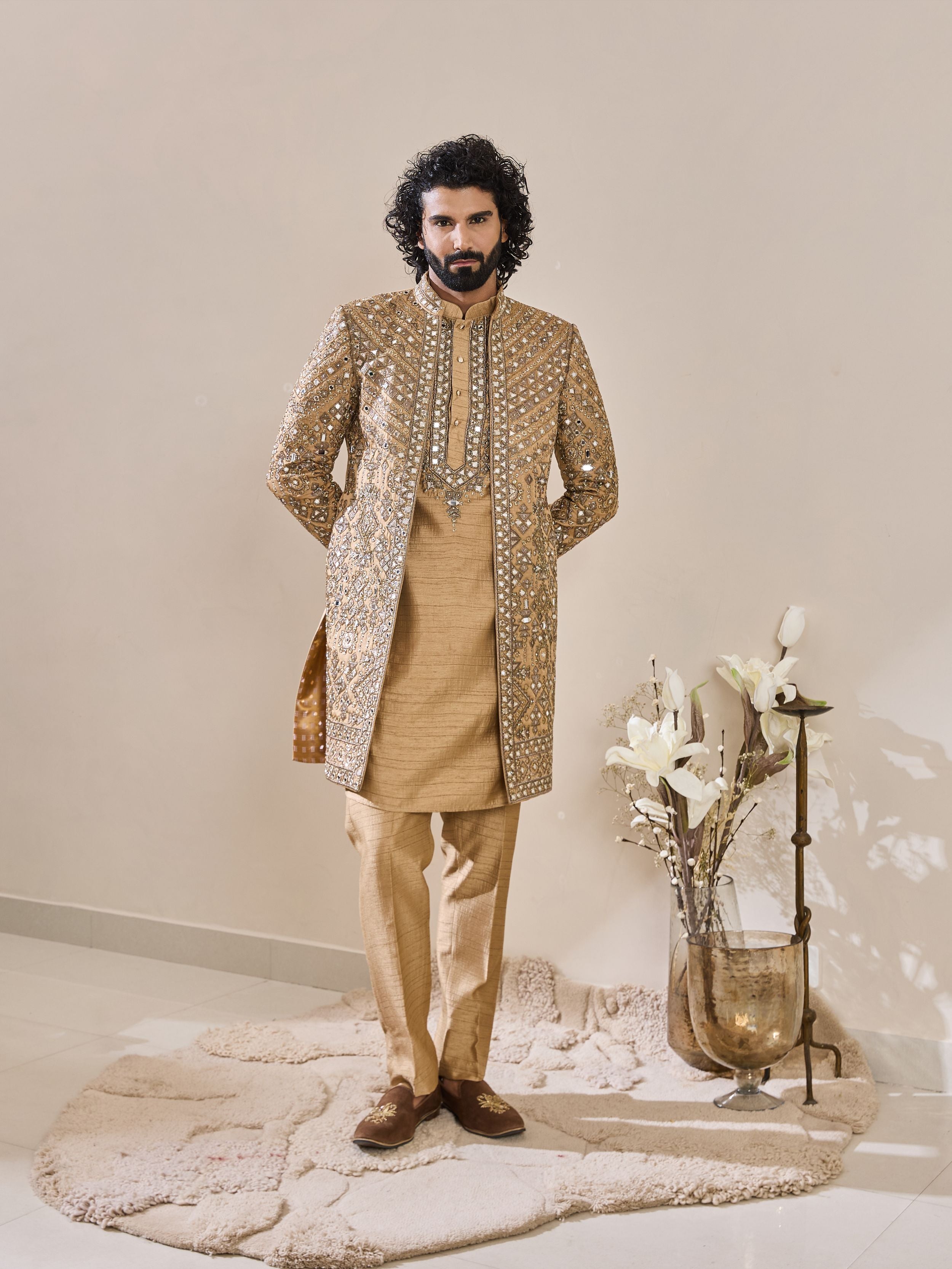 Gold Mirror Work Indo-Western