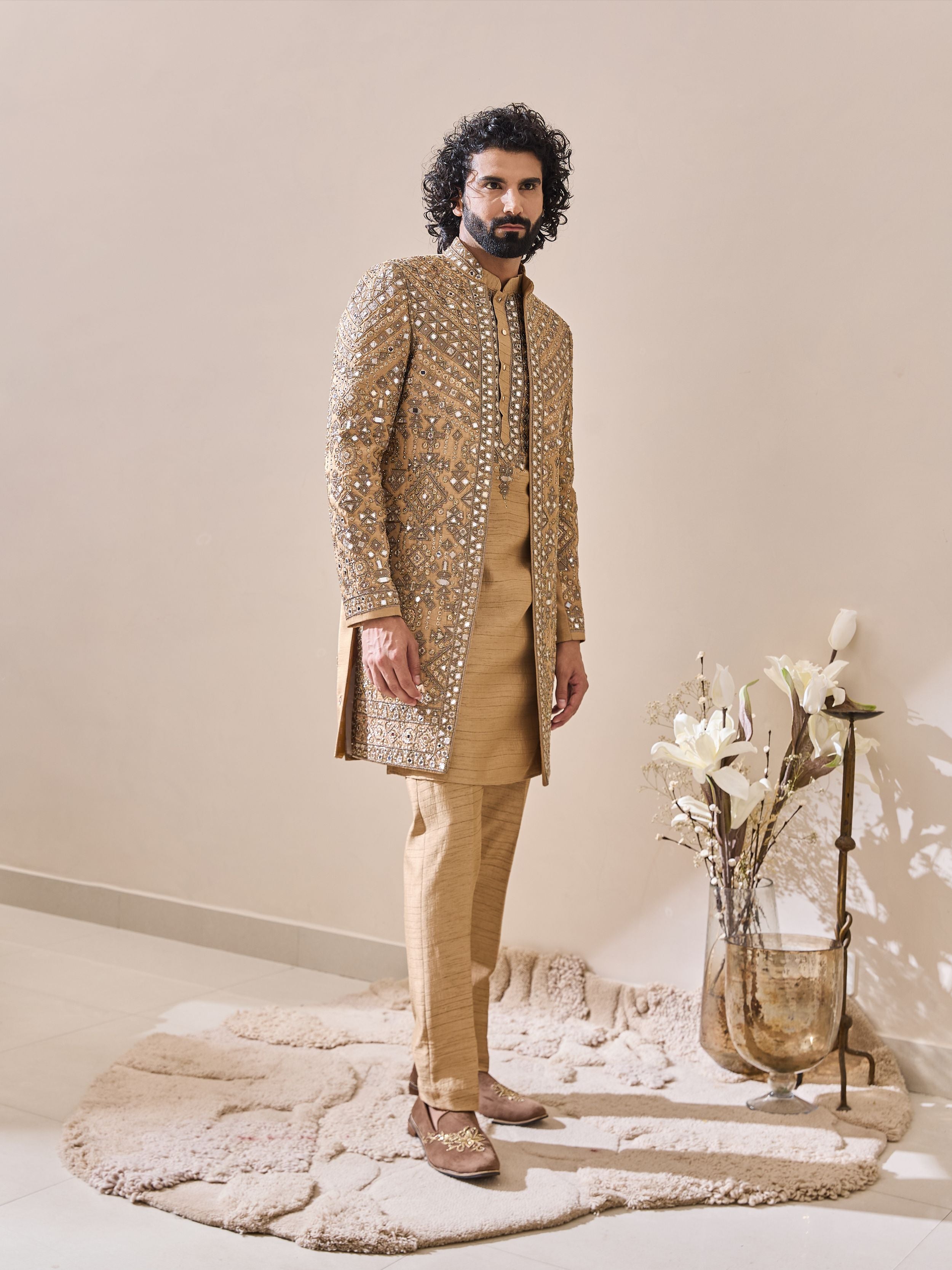 Gold Mirror Work Indo-Western