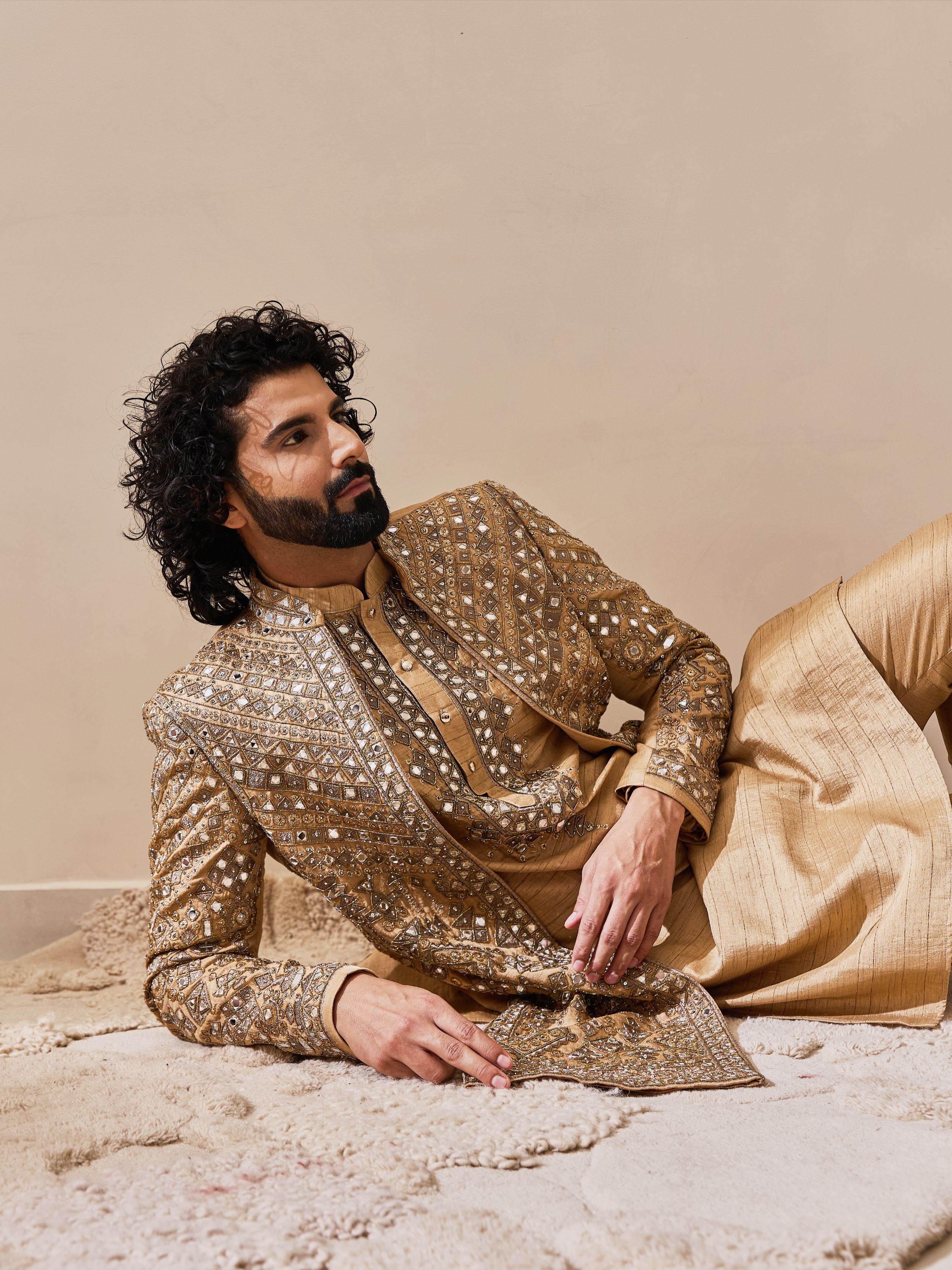 Gold Mirror Work Indo-Western