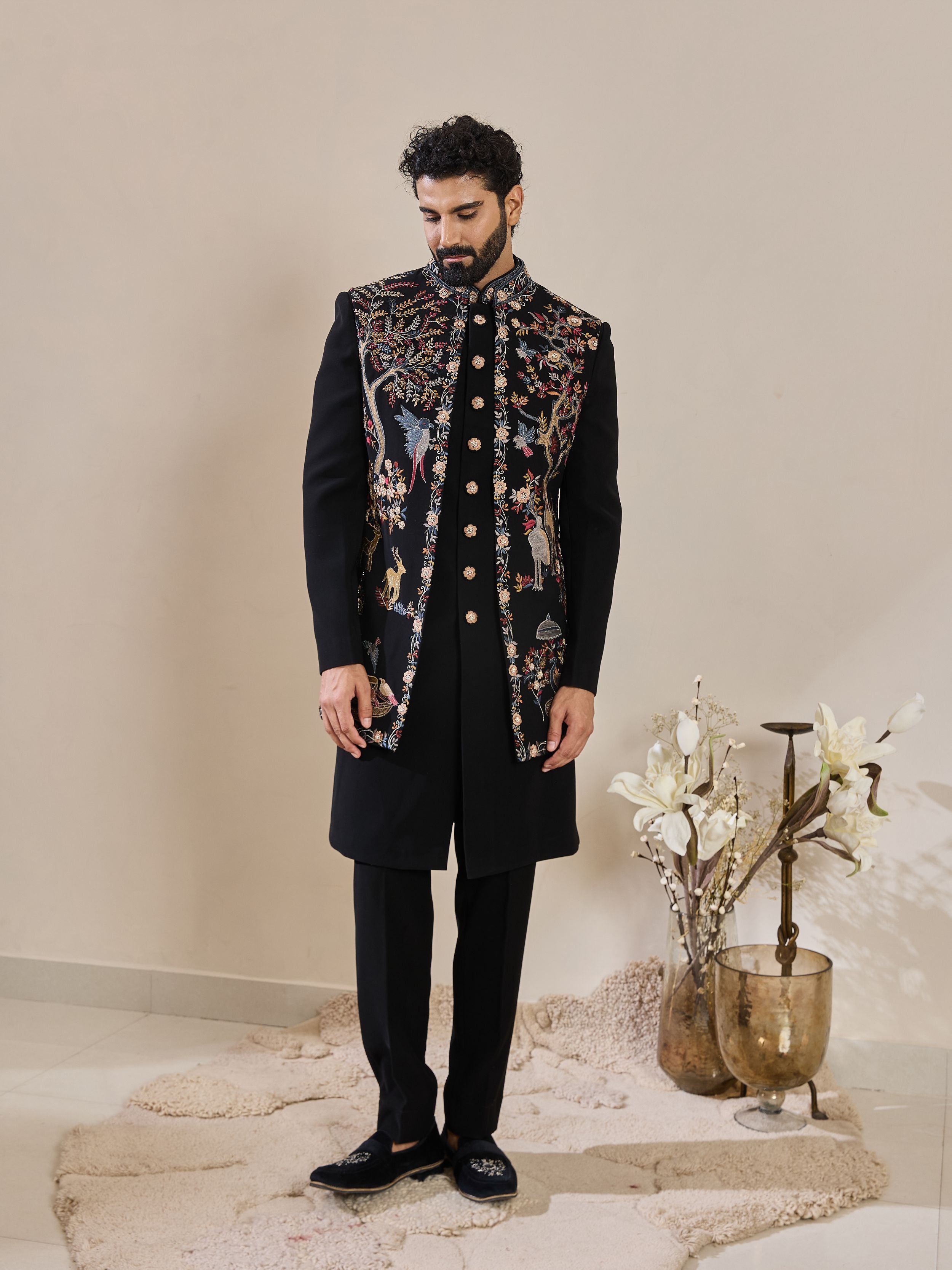 Black Indo-Western In Thread Work