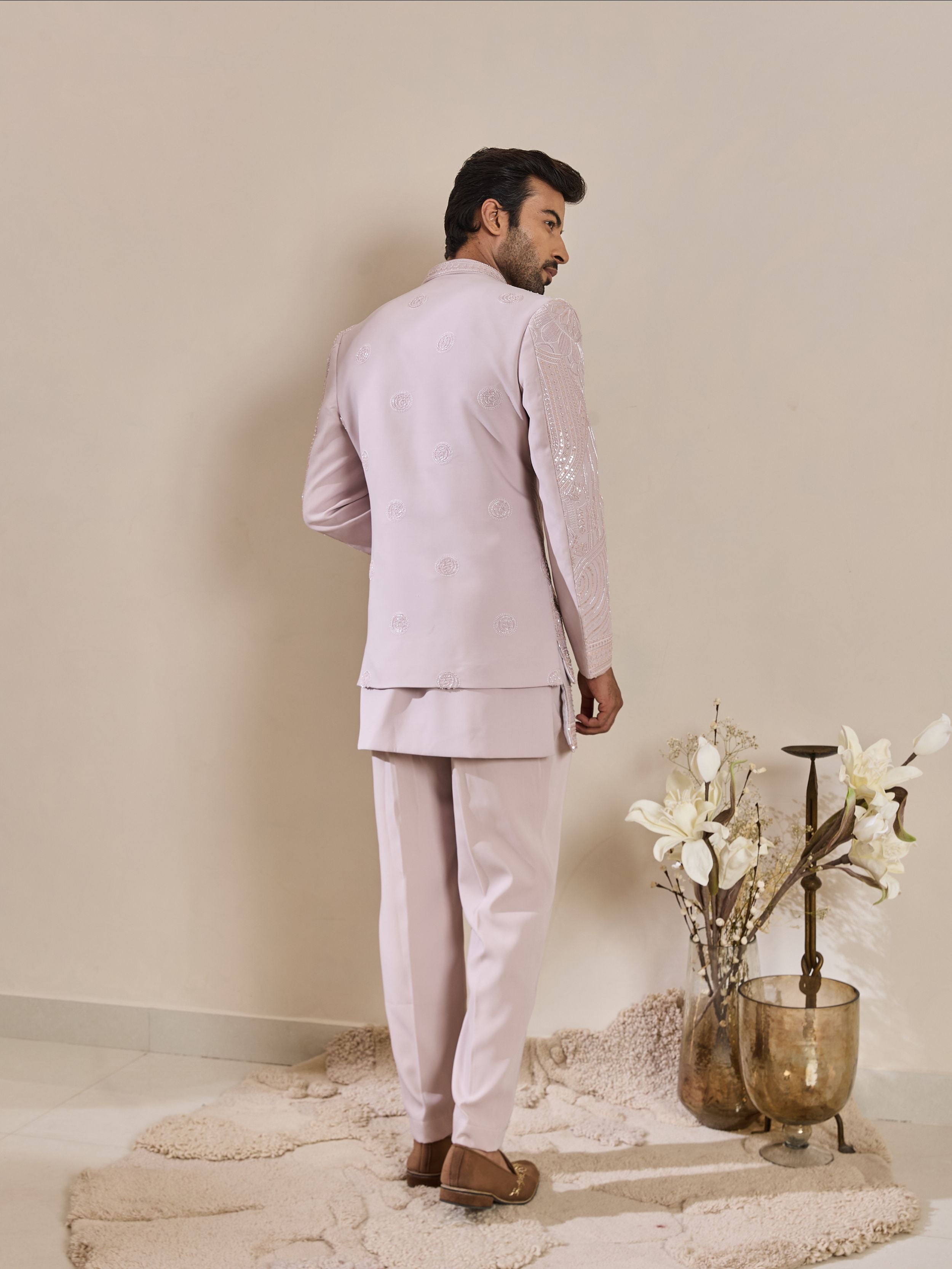 Light Pink Indo-Western With Beads Work