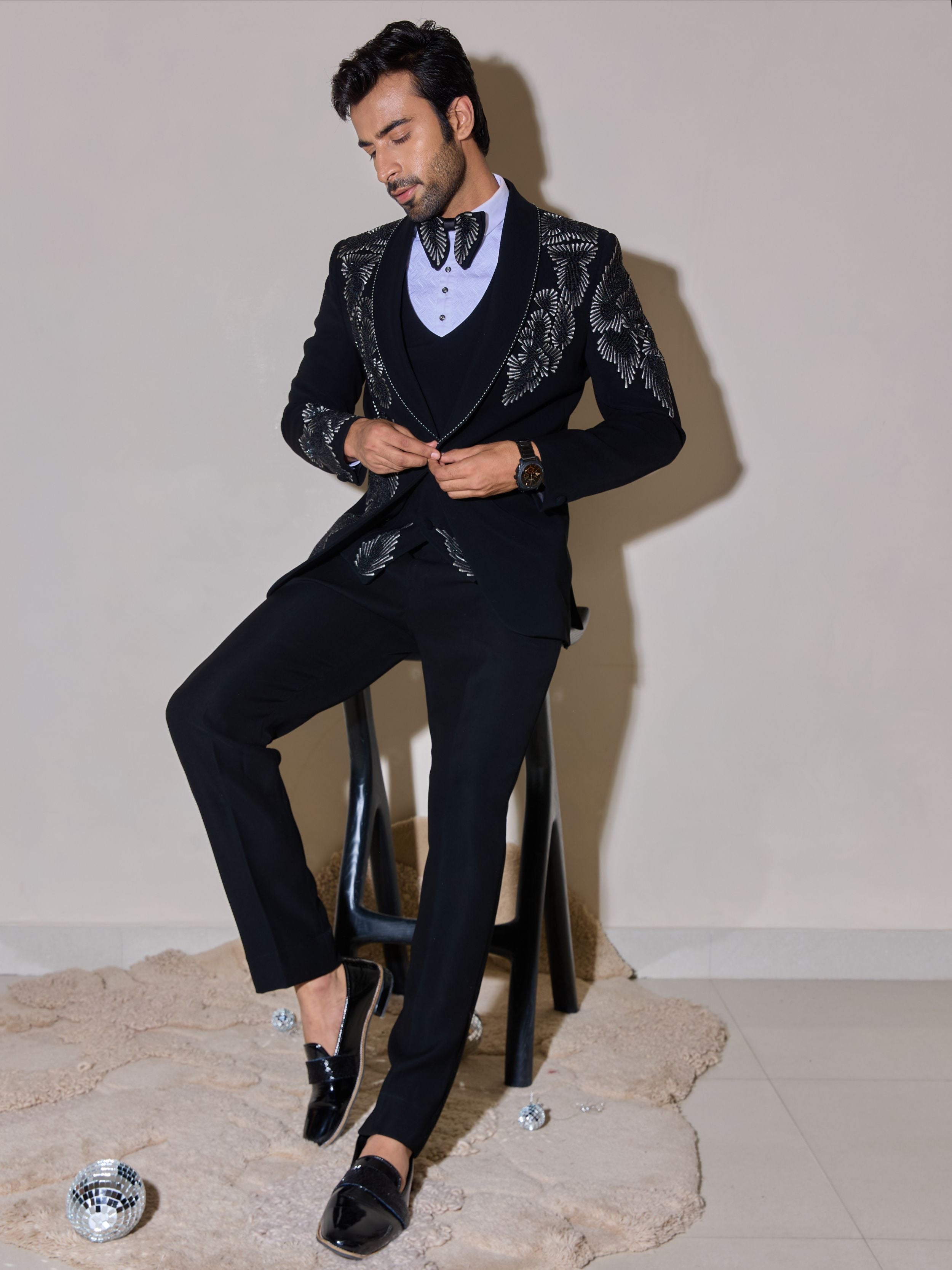 Black Luxe Beaded Tuxedo