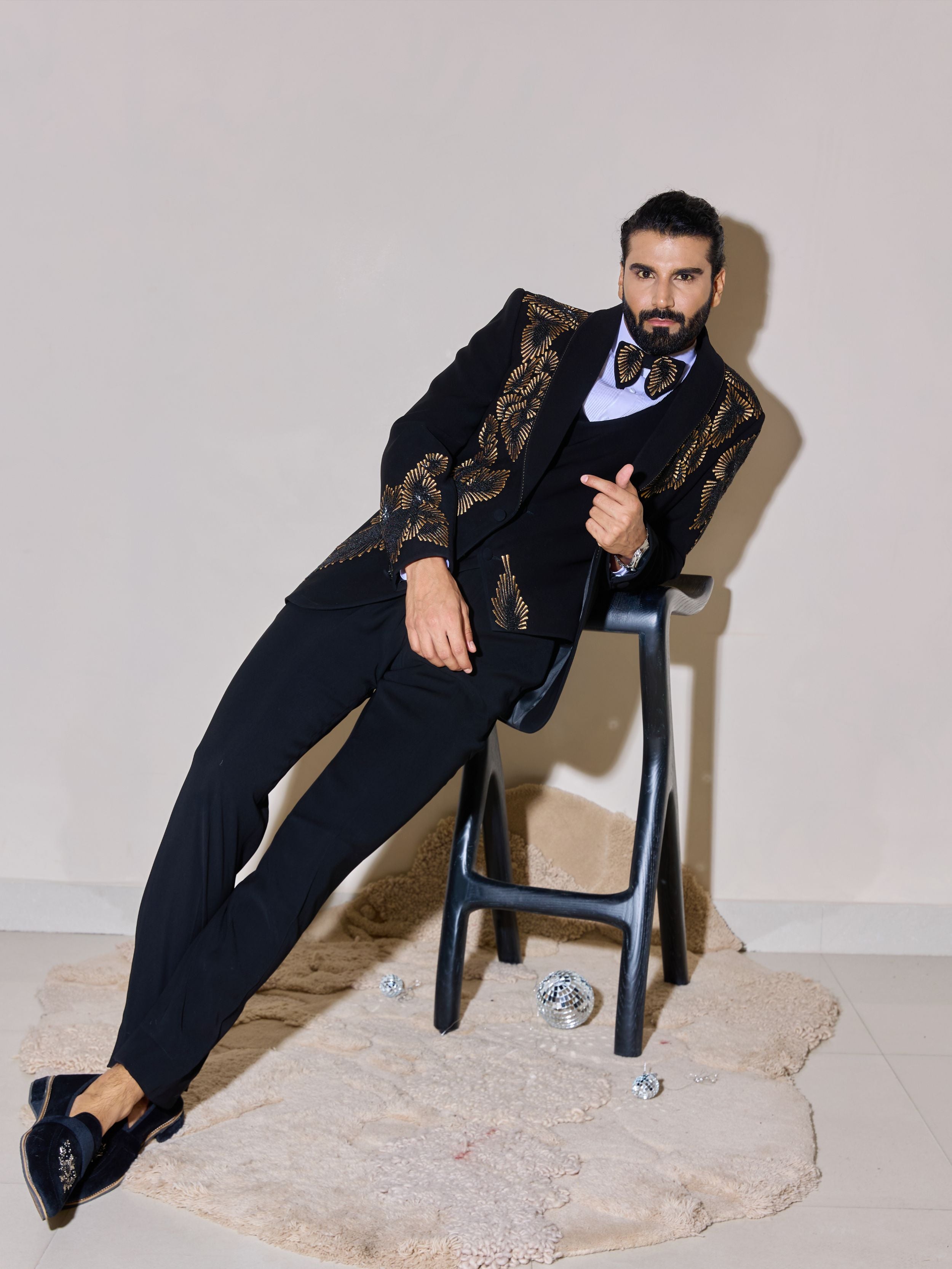 Black Luxe Beaded Tuxedo