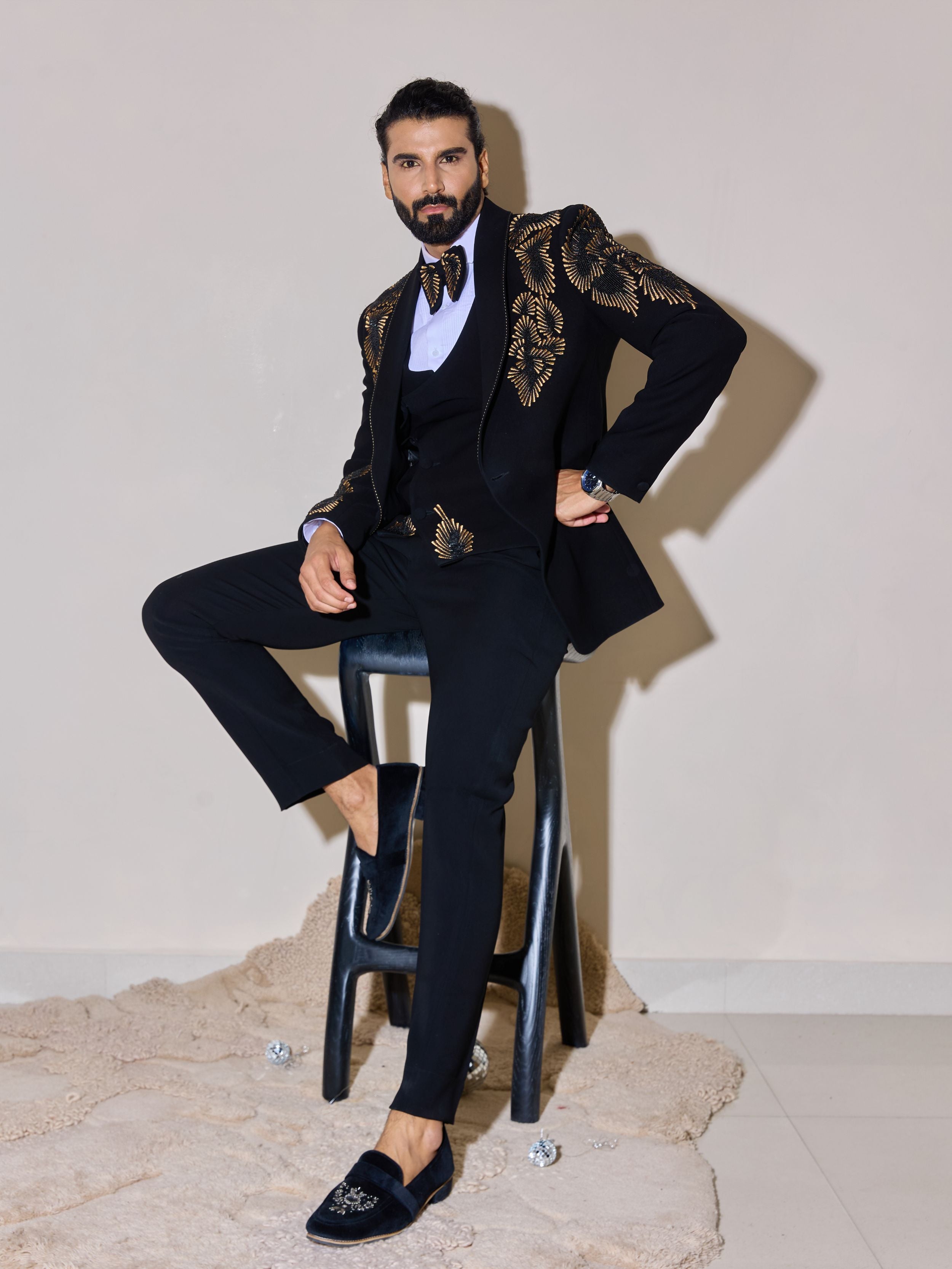 Black Luxe Beaded Tuxedo